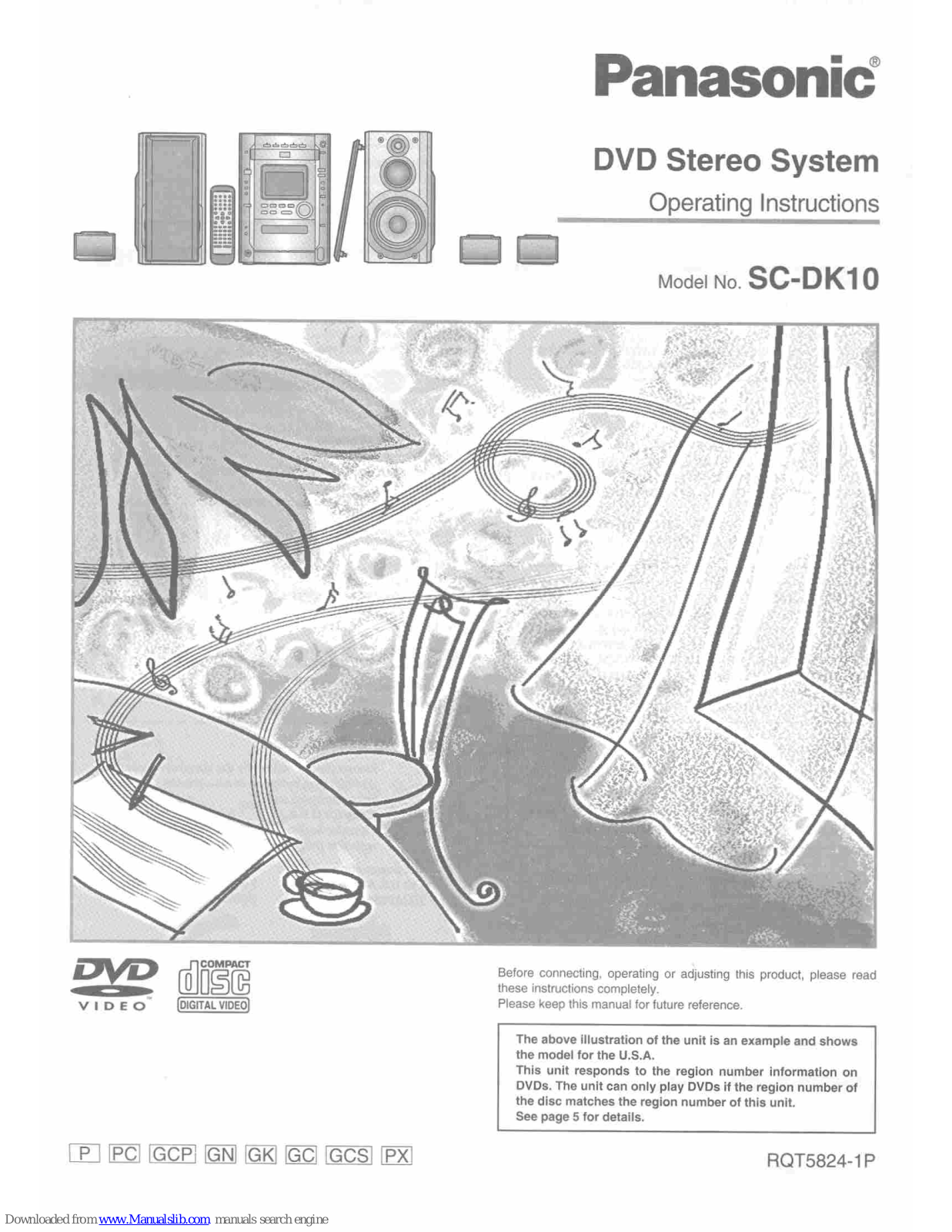 Panasonic SADK10 - MINI CD/DVD CHANGER Operating Instructions Manual