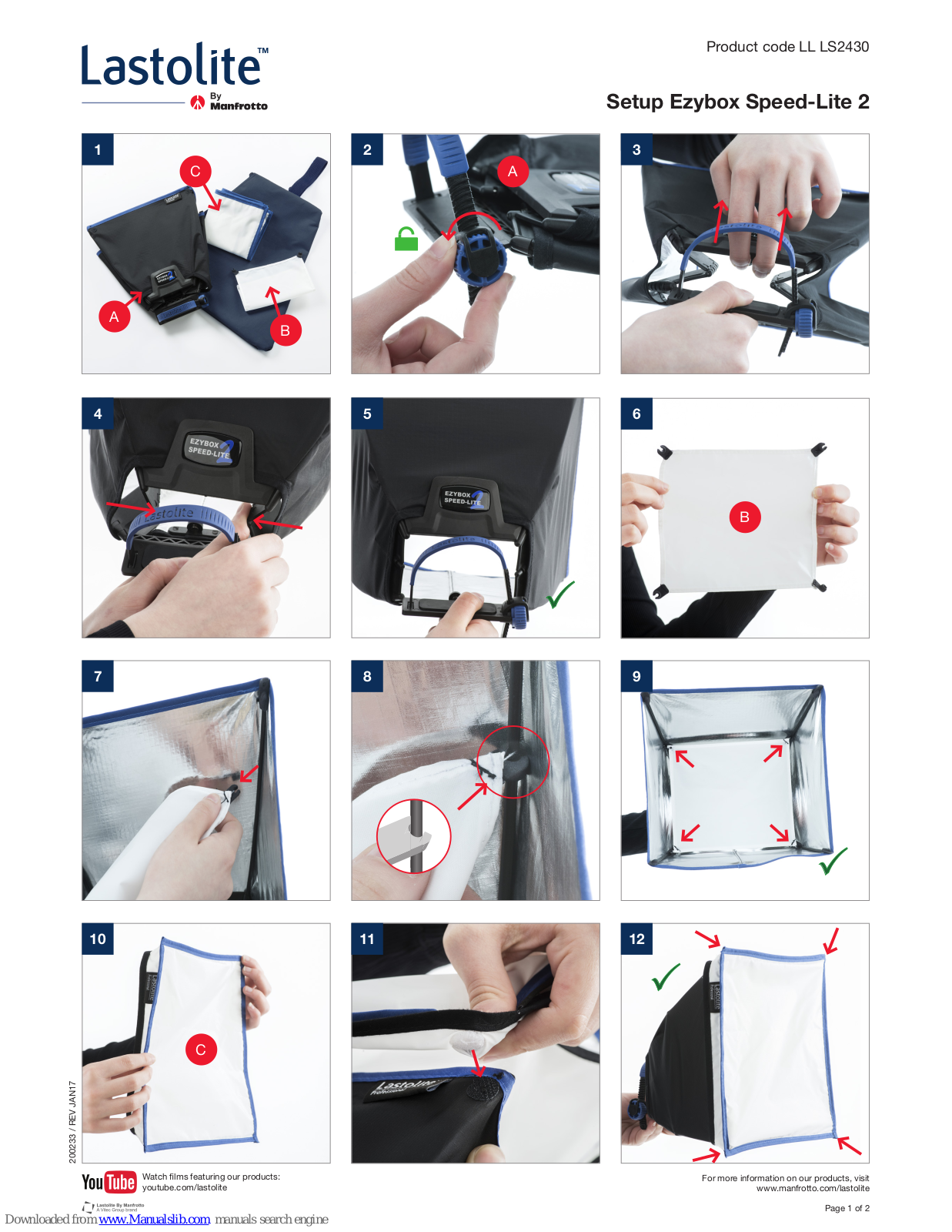 Lastolite Ezybox Speed-Lite 2, LL LS2430 Instructions Manual