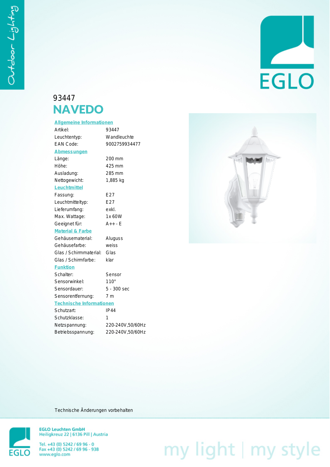 Eglo 93447 Service Manual