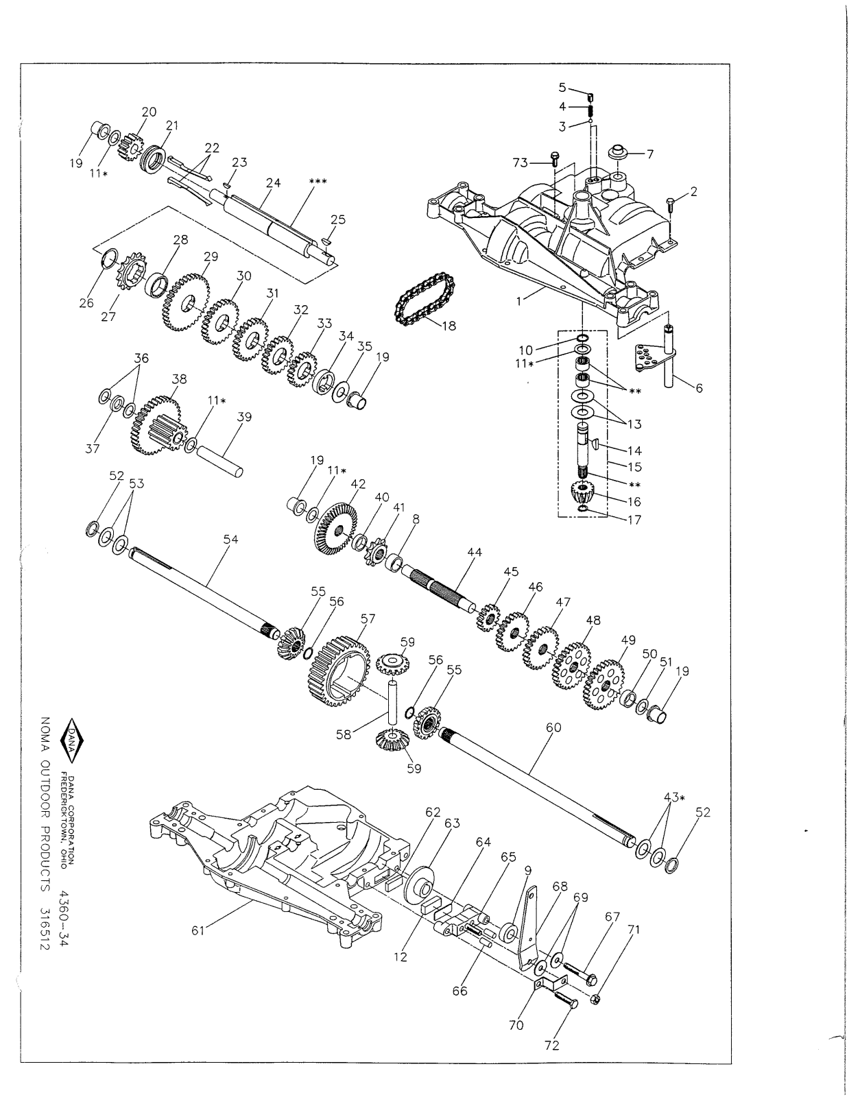 Dana 4360-34 Parts List