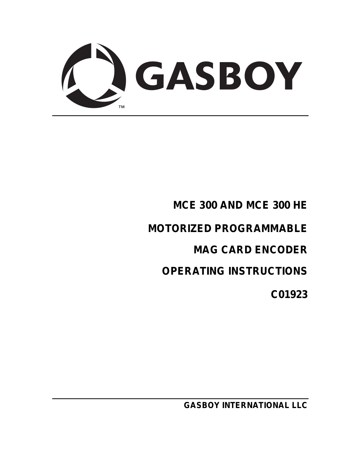 Gasboy MCE300 User Manual