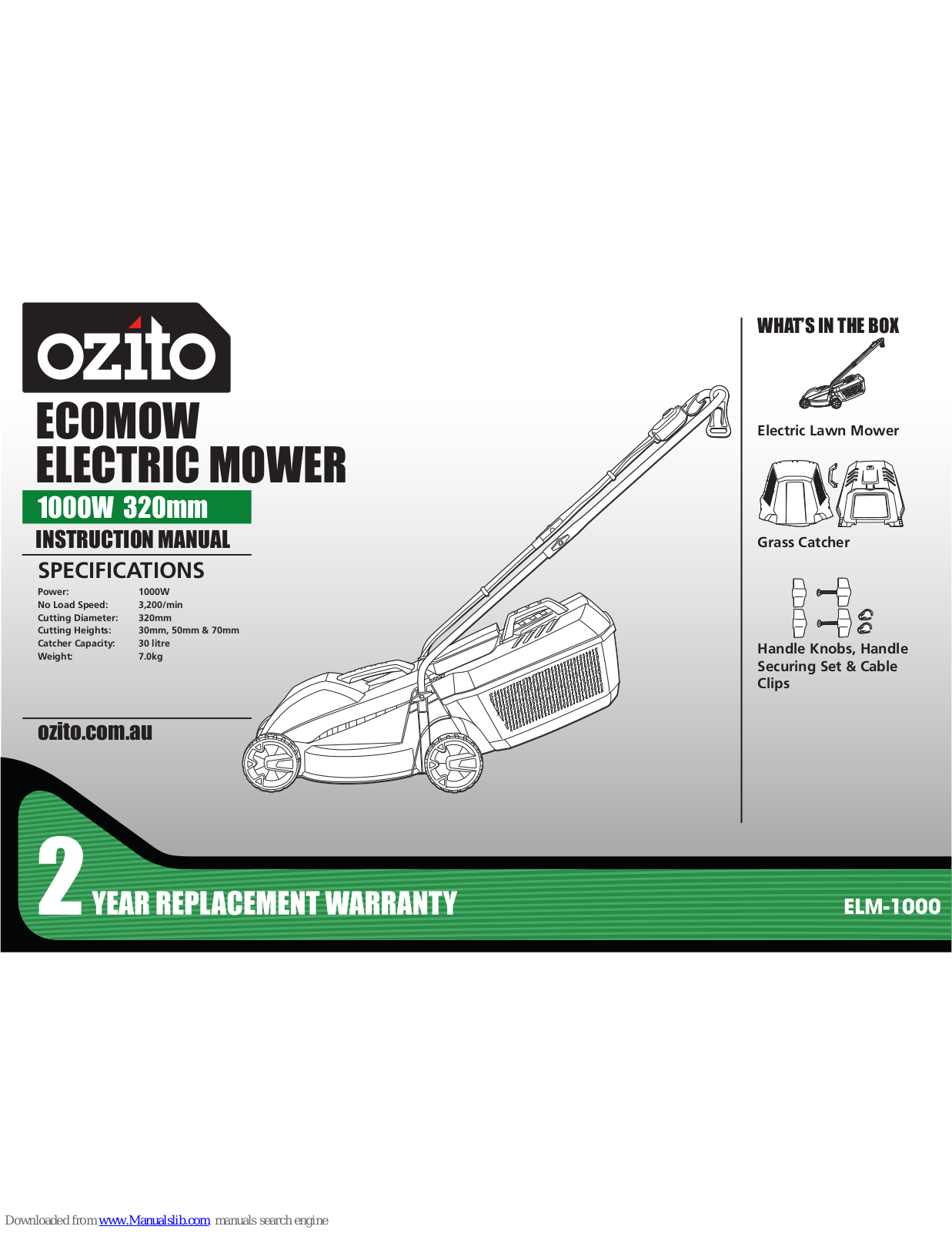 Ozito ELM-1000 Instruction Manual