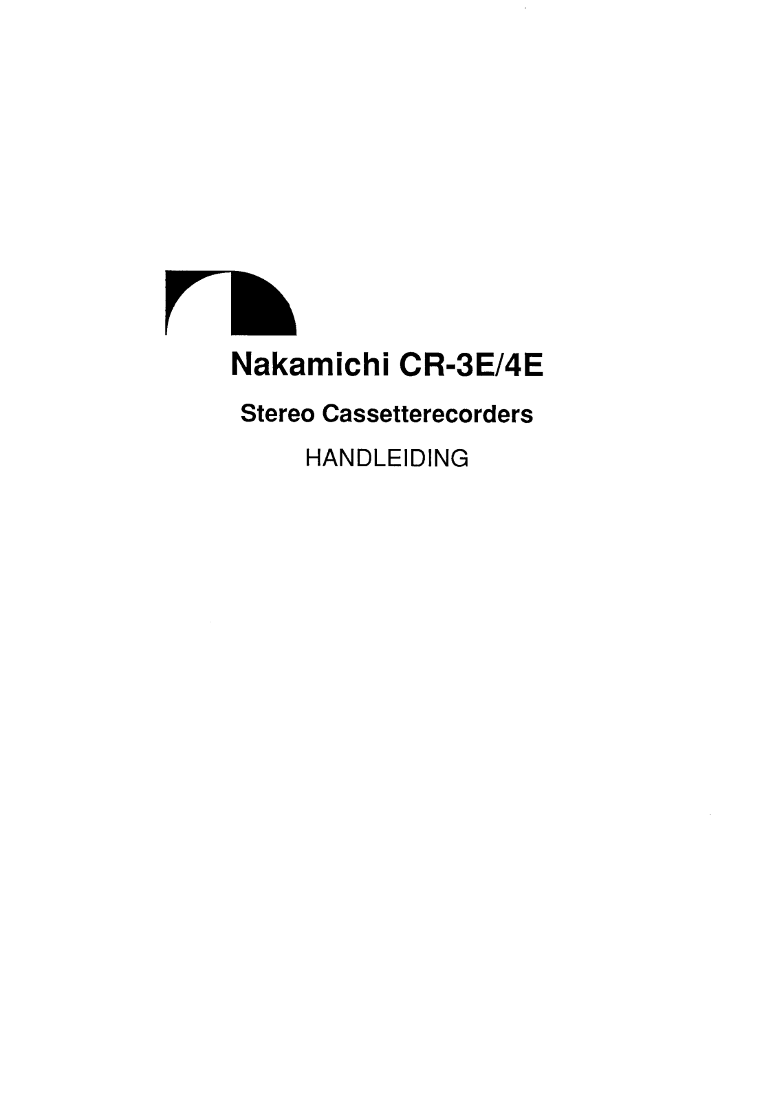 Nakamichi CR-3-E, CR-4-E Owners manual