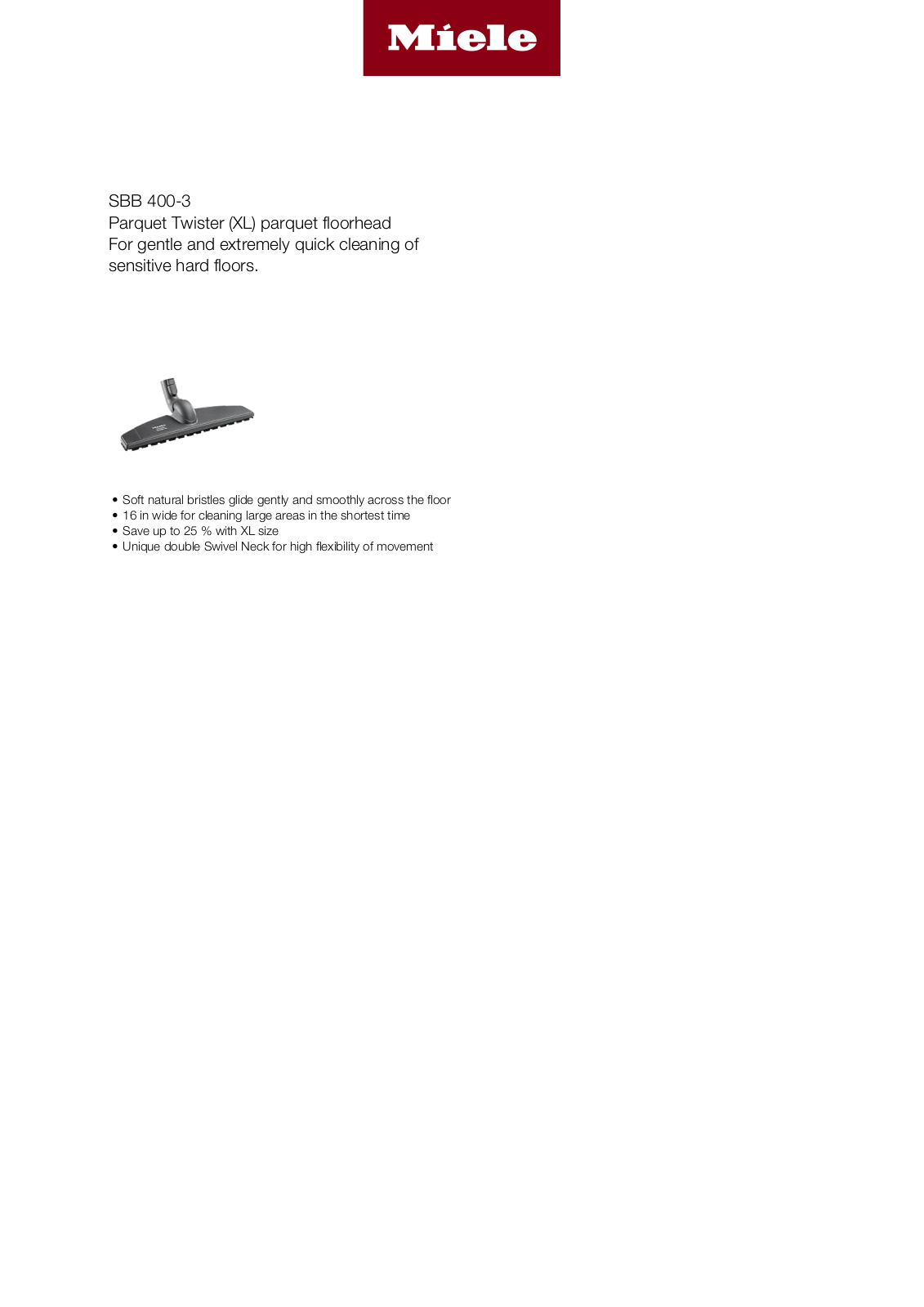 Miele SBB 400-3 Specification Sheet