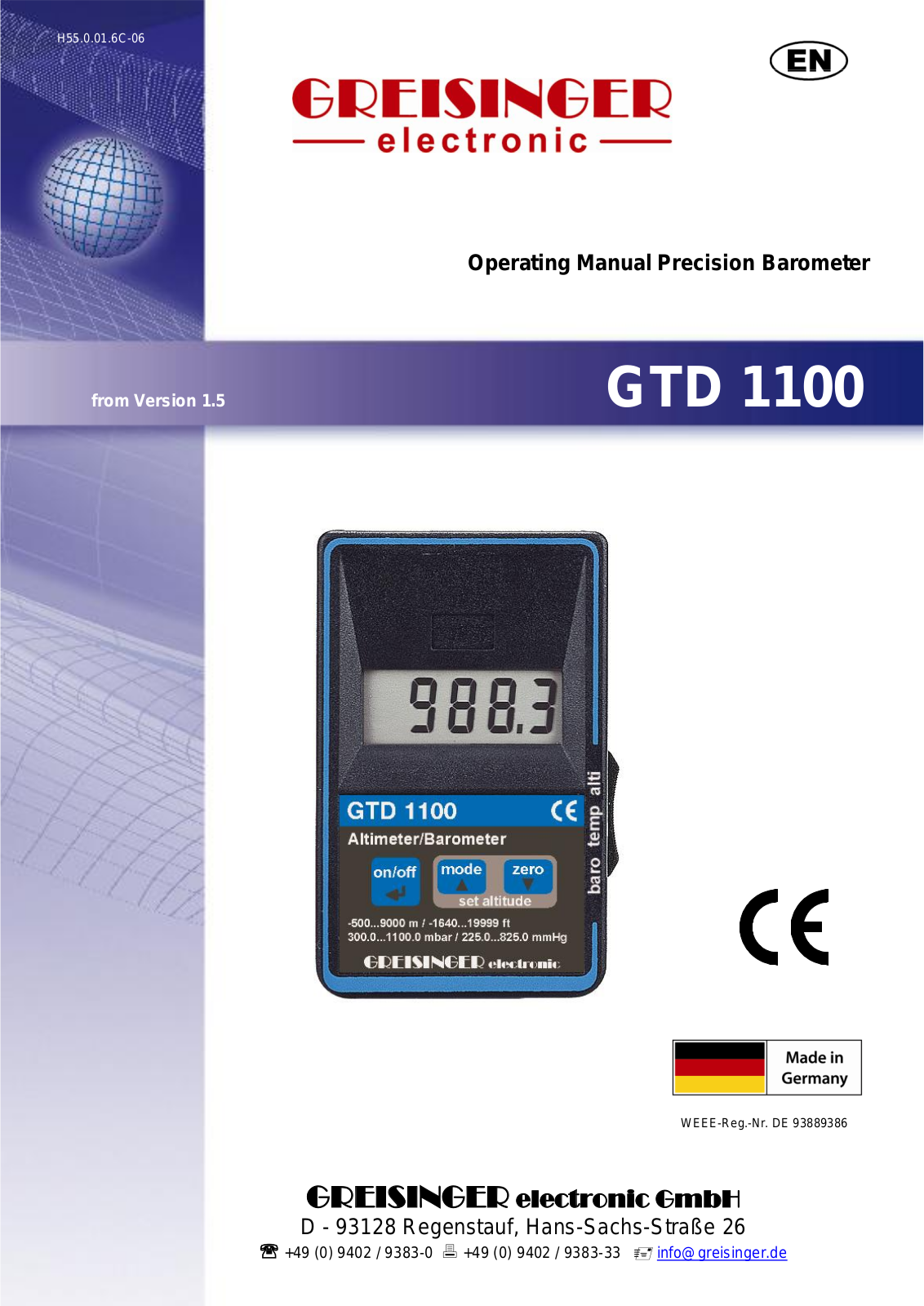 Greisinger GTD 1100 User guide