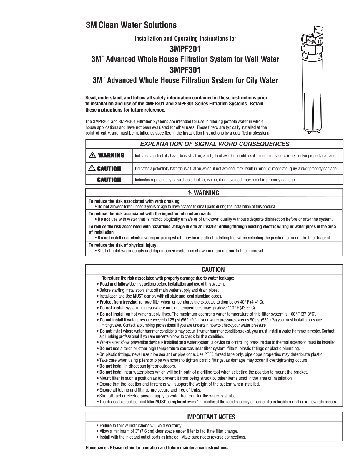 3M 3MPF301 Installation  Manual