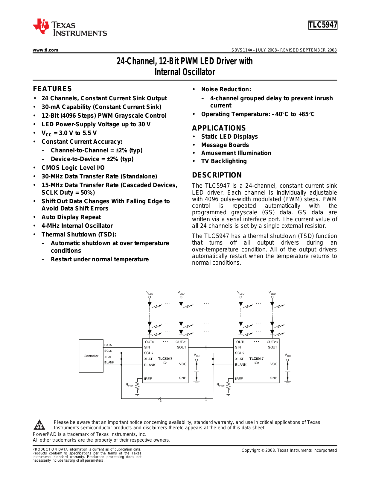 Texas Instruments TLC5947 Datasheet