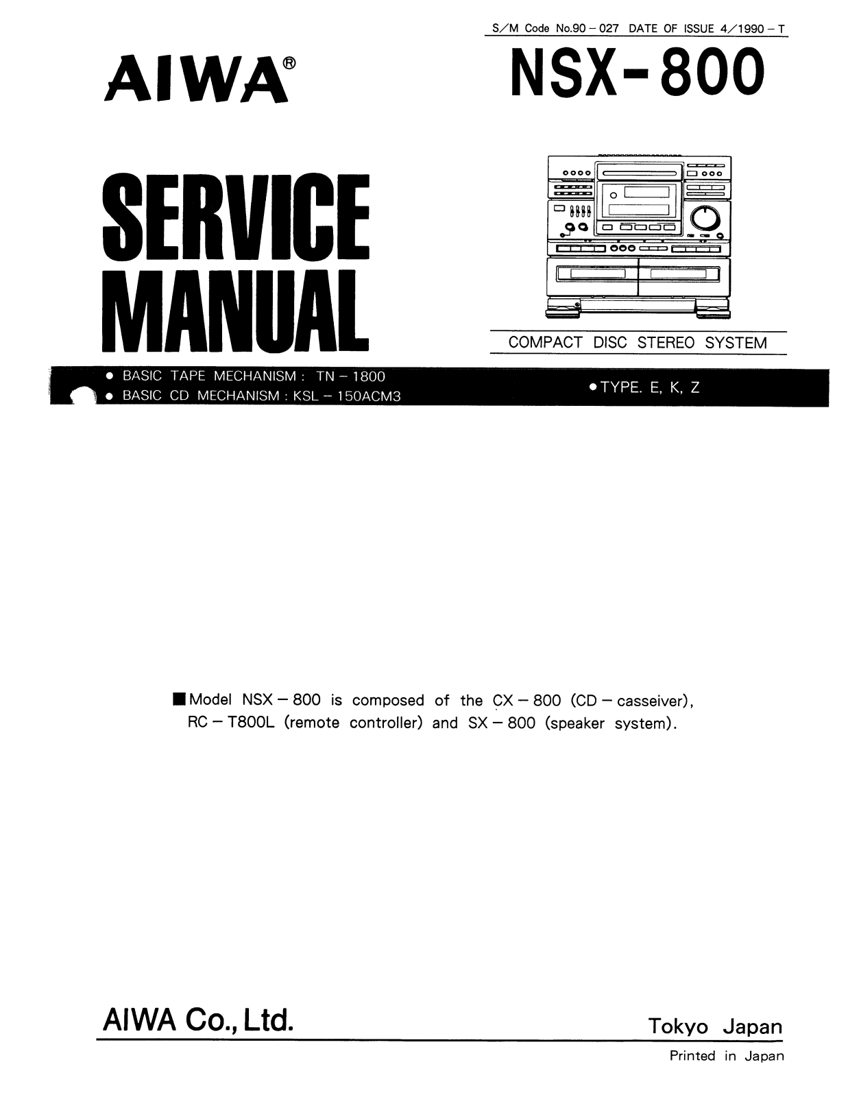 Aiwa NSX 800 Service Manual