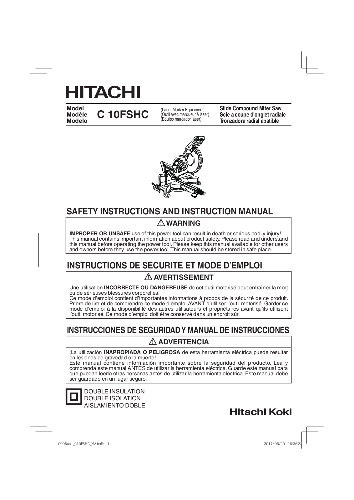 Hitachi C 10FSHC Safety And Instruction Manual