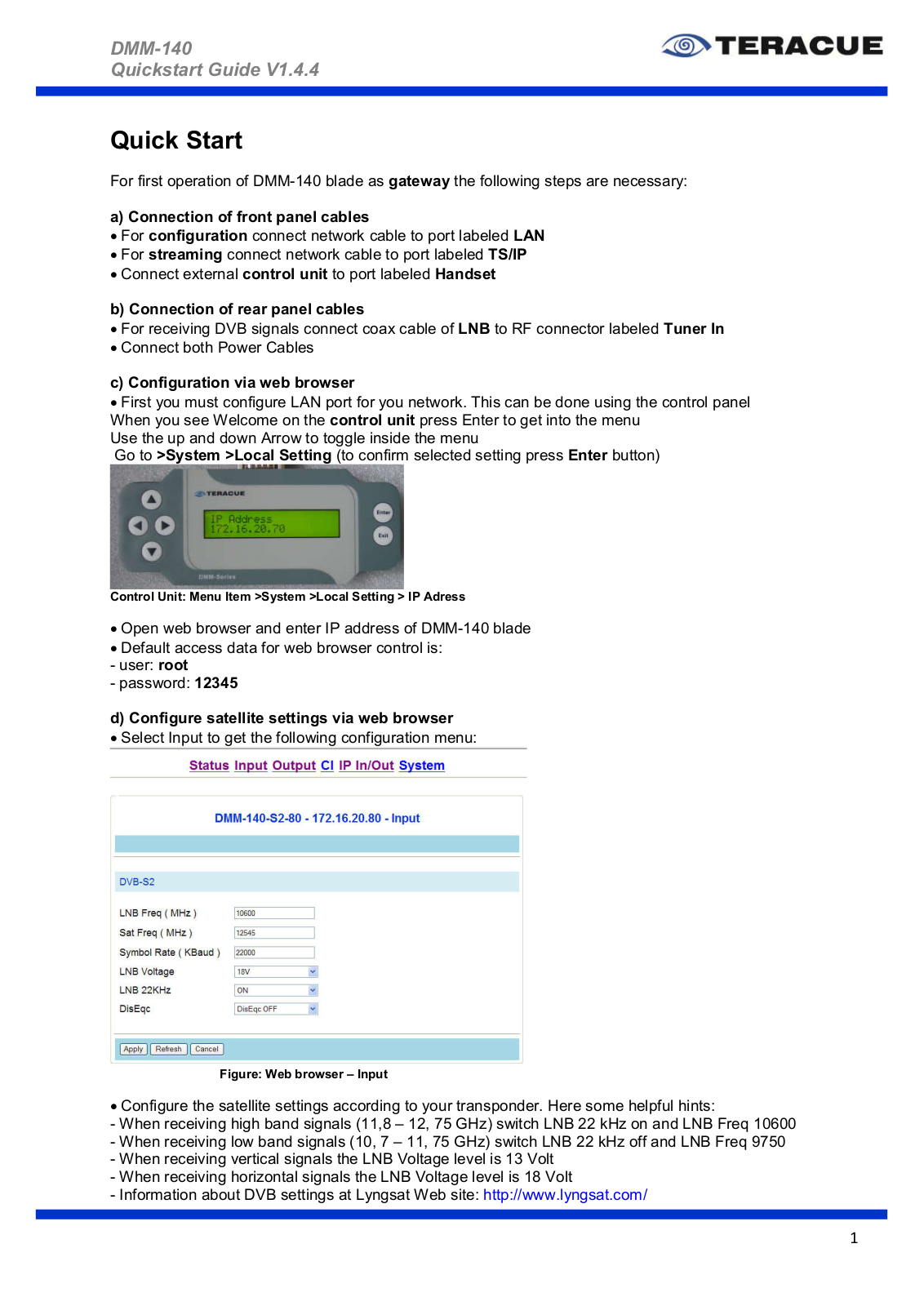 Teracue DMM-140 Quick Start Manual - ManualMachine.com