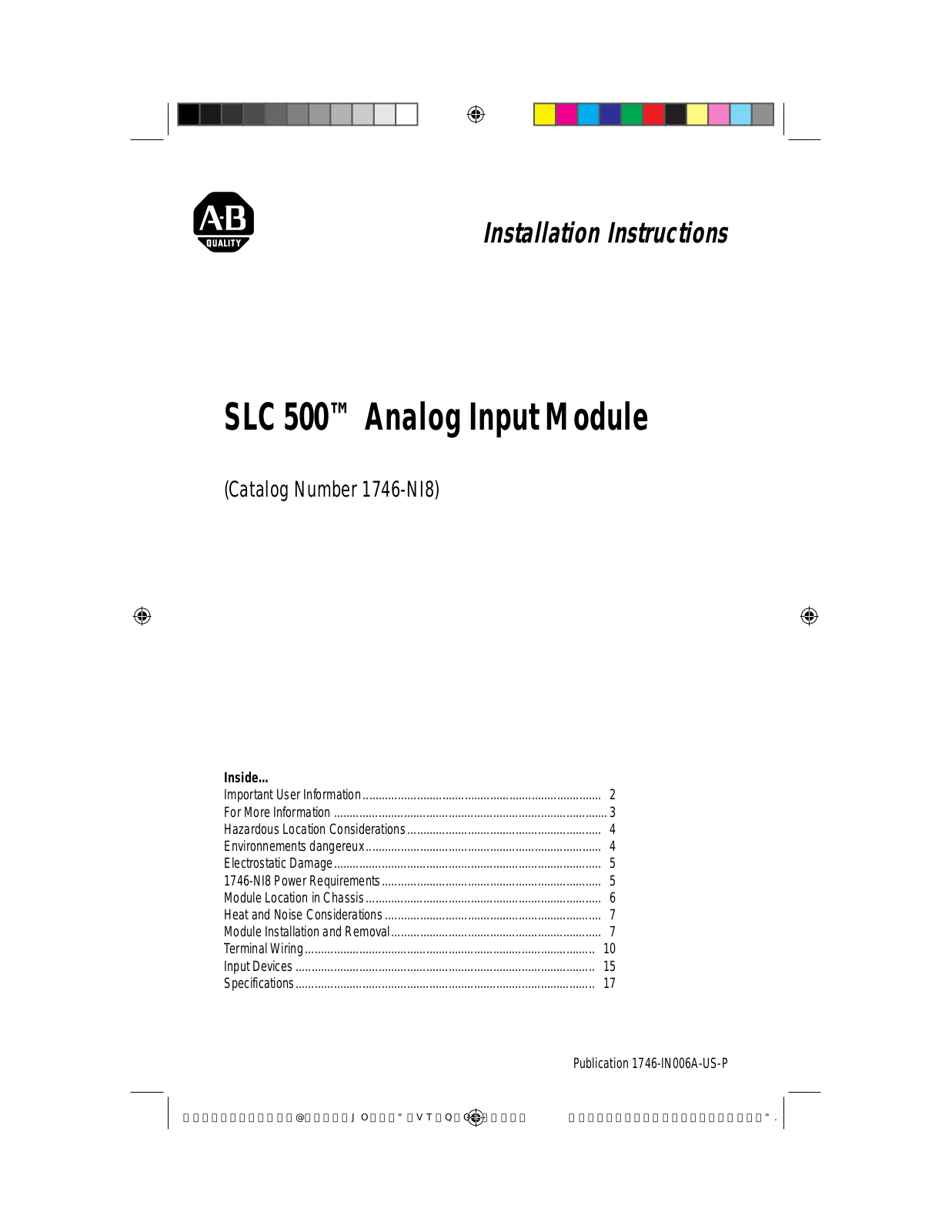 Rockwell Automation 1746-NI8 User Manual