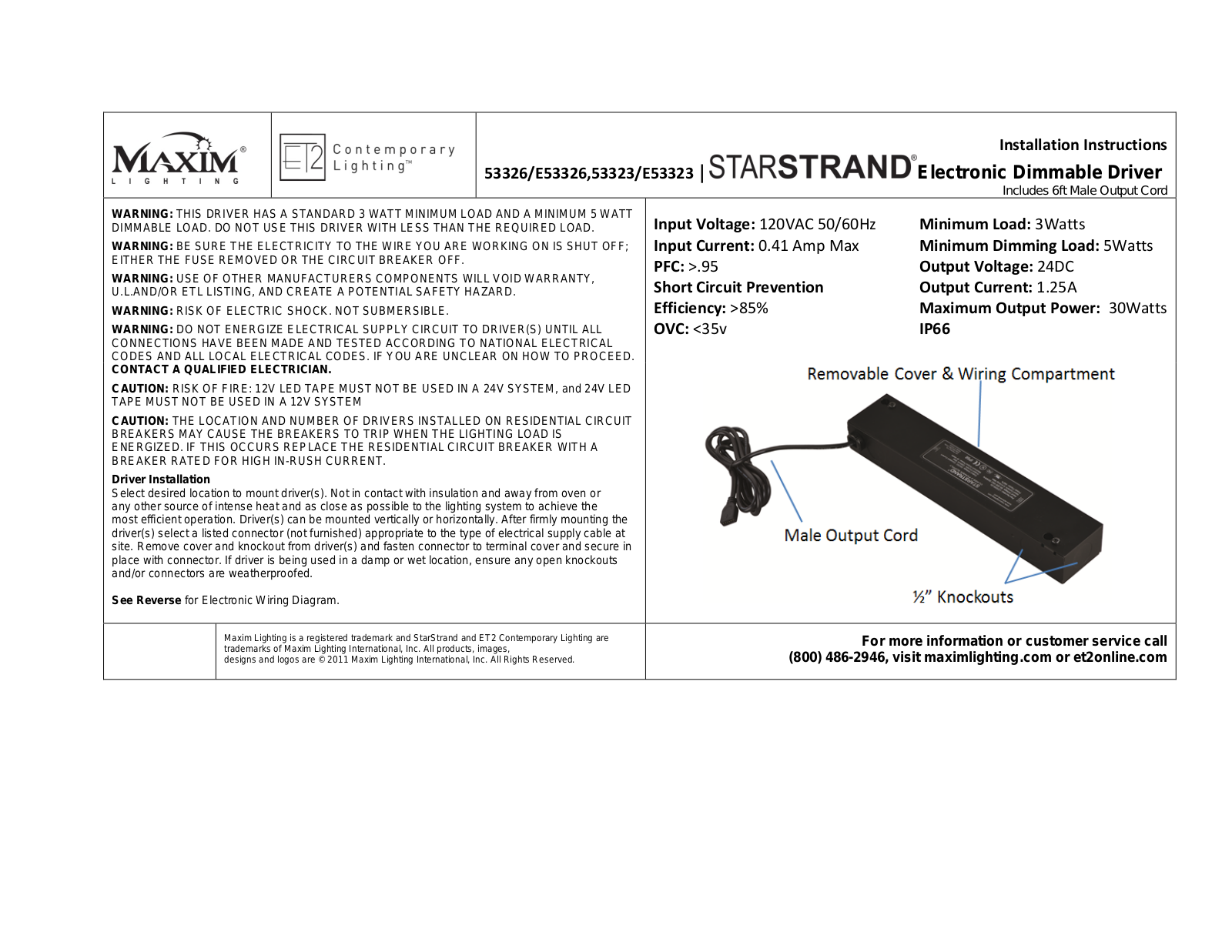 Maxim 53326 Installation Manual