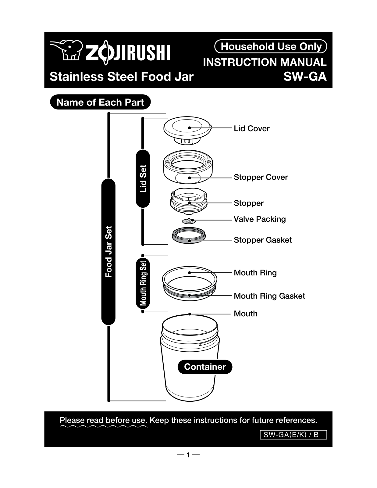 Zojirushi SW-GA Owner's Manual