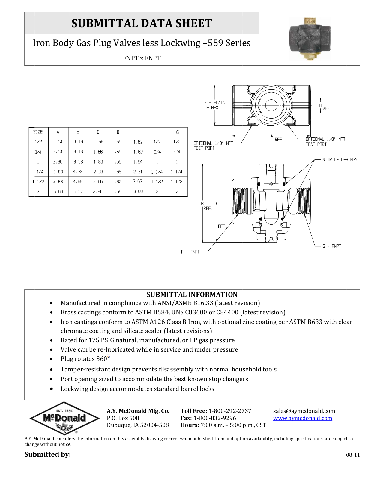 A.Y. McDonald 559 User Manual