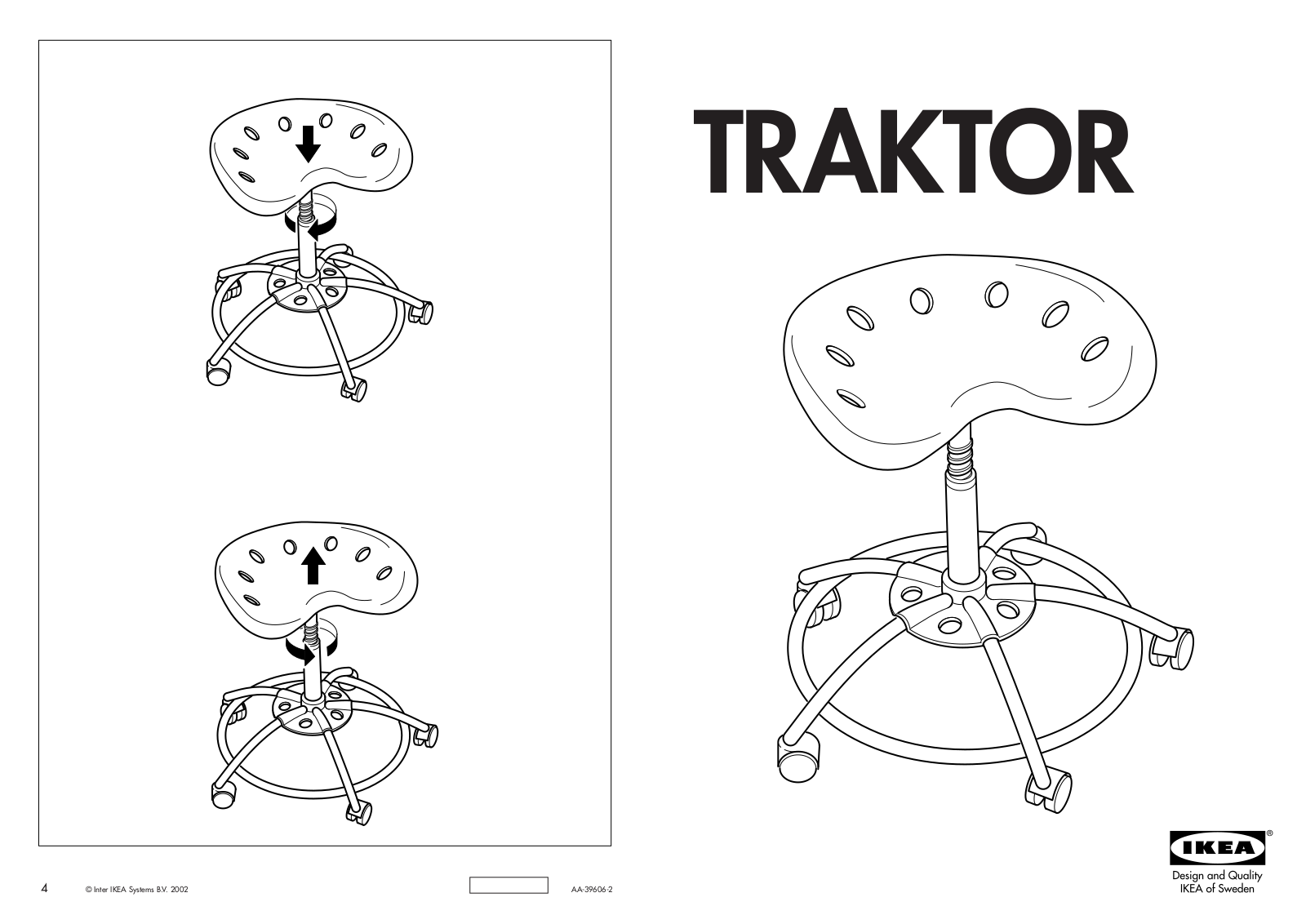 IKEA TRAKTOR STOOL W CASTERS Assembly Instruction