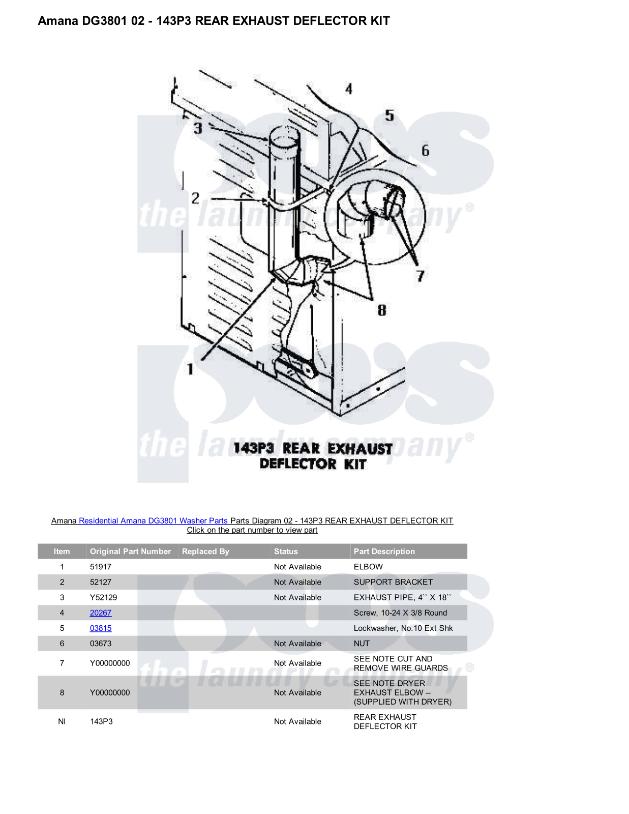 Amana DG3801 Parts Diagram