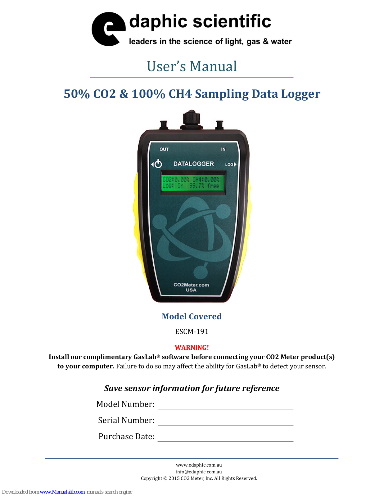 Edaphic Scientific ESCM-191 User Manual