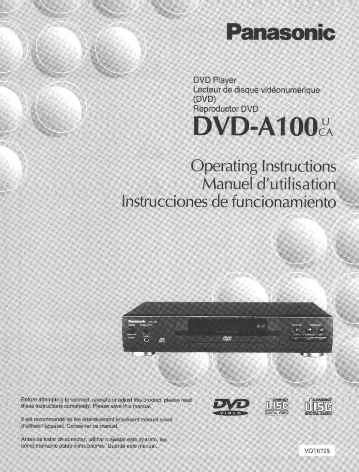 Panasonic DVD-A100CA, DVD-A100U Operating Instruction