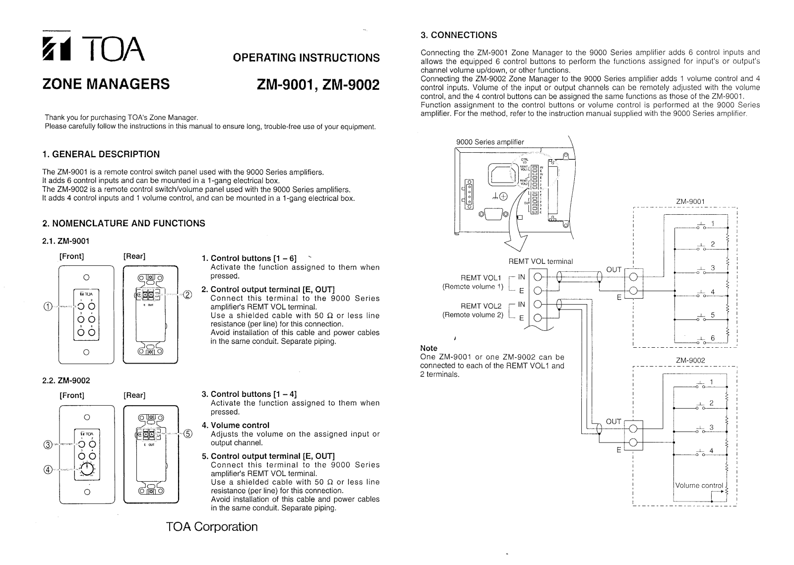 TOA ZM-9001 Users Manual