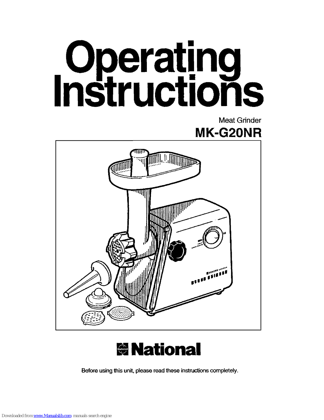 National MK-G20NR-W Operating Instructions Manual