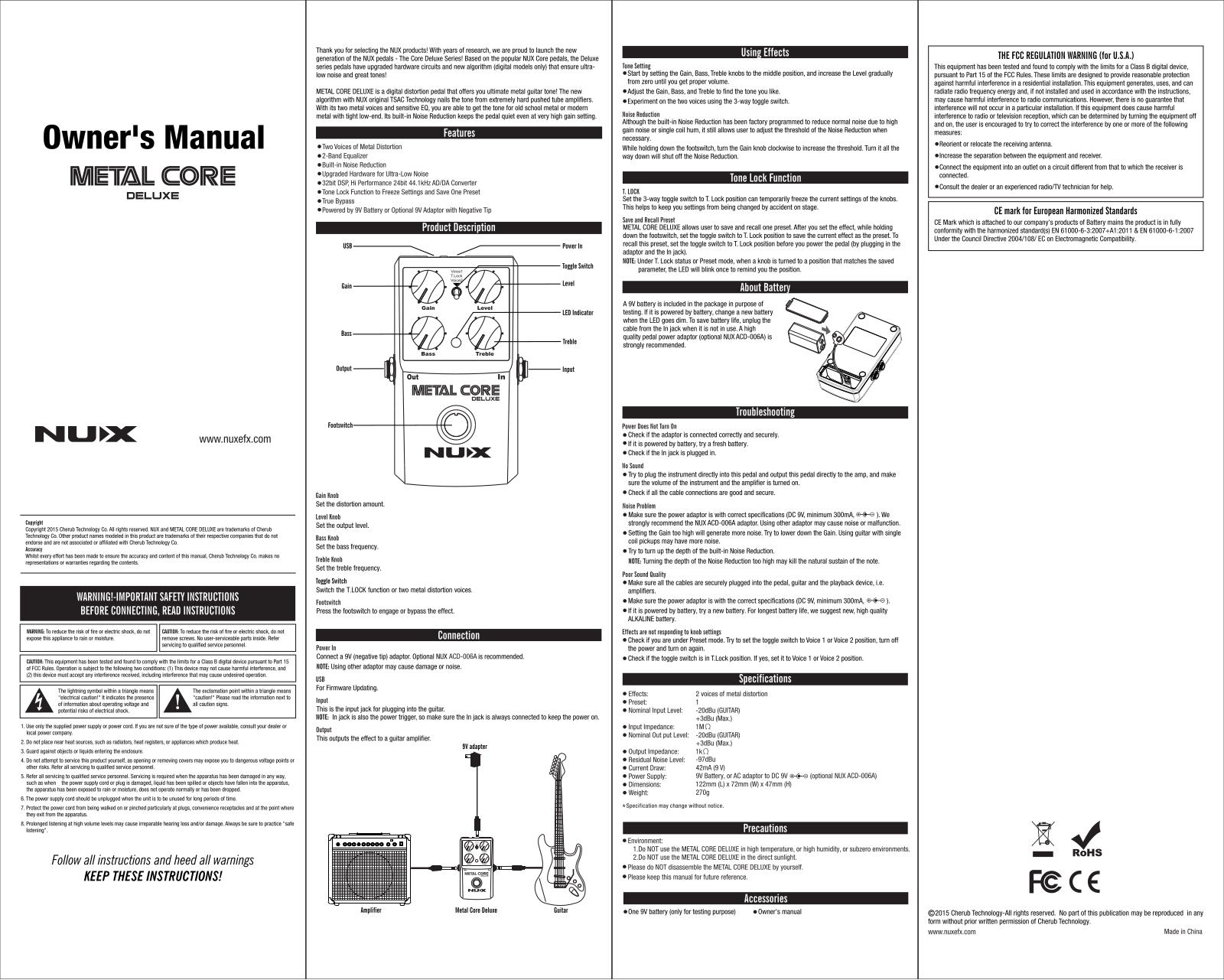 Nux Metal Core Deluxe Owner`s Manual