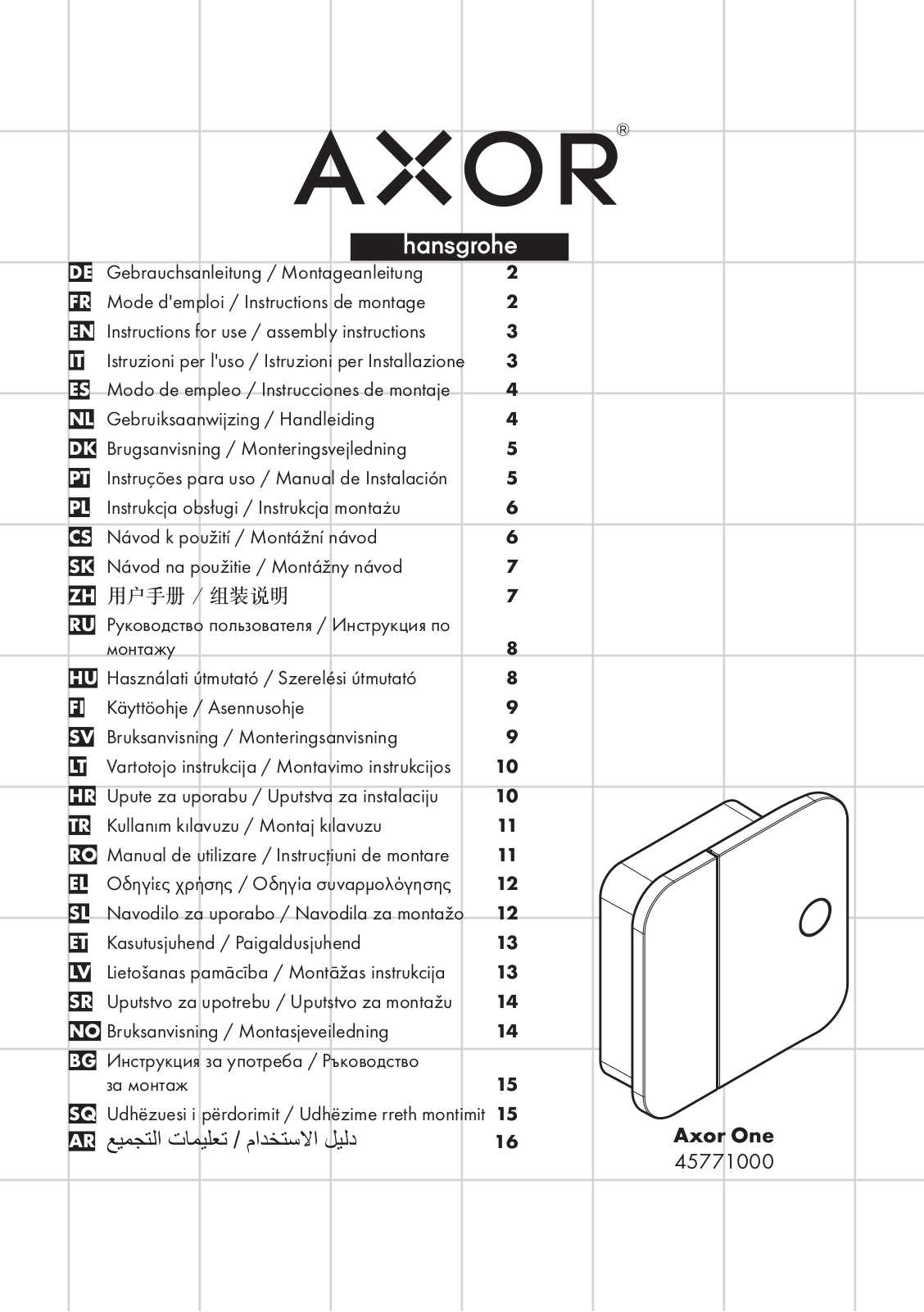 Hansgrohe 45771000 Instructions For Use/assembly Instructions