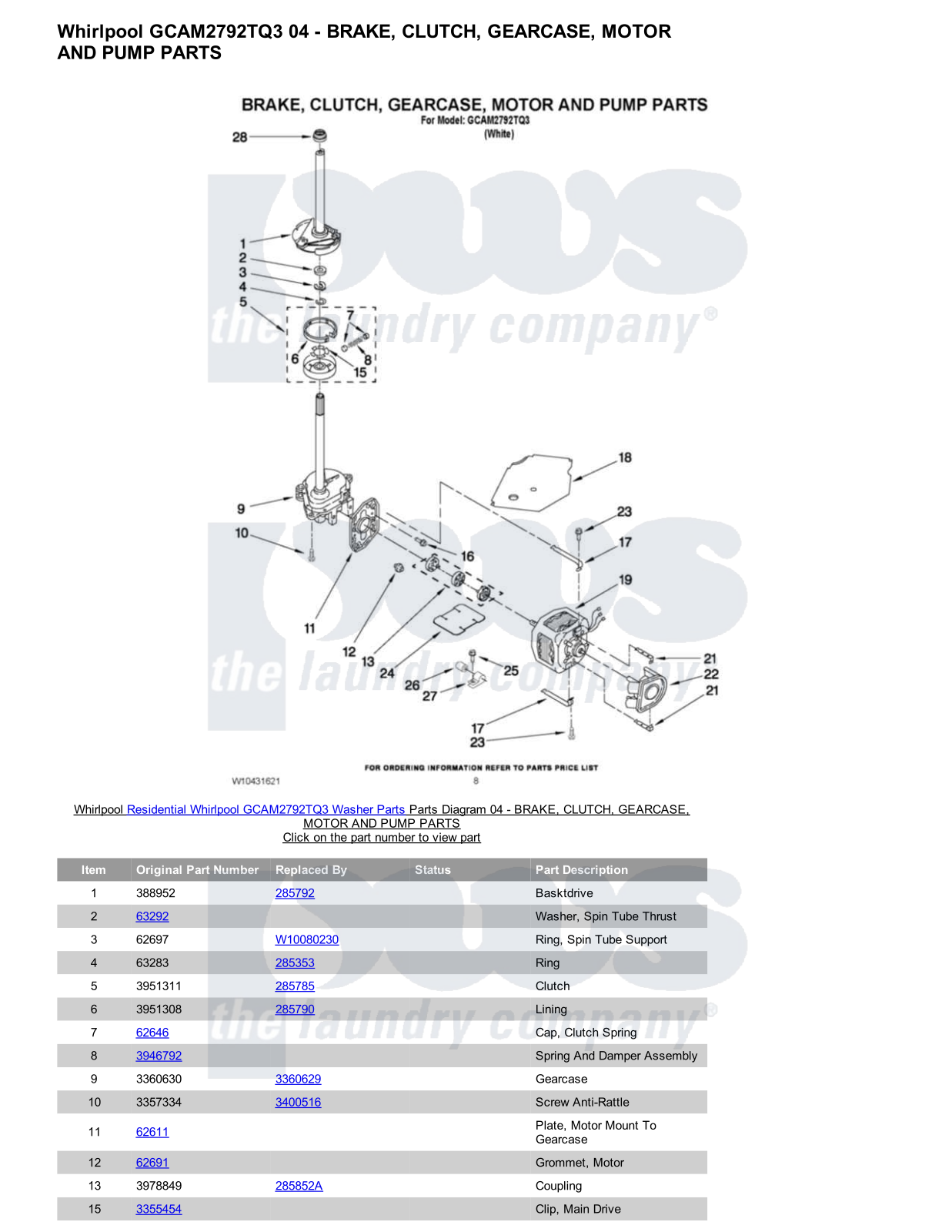 Whirlpool GCAM2792TQ3 Parts Diagram