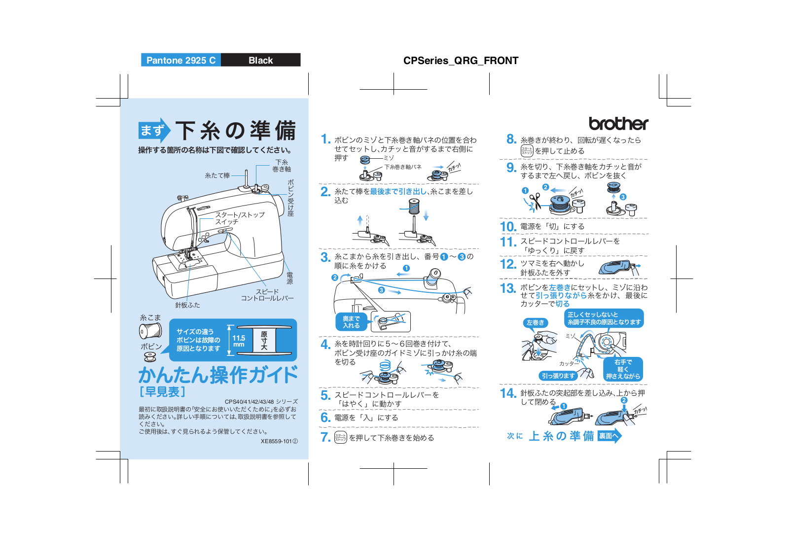 Brother CPS40, CPS41, CPS42, CPS43, CPS48 Operation chart