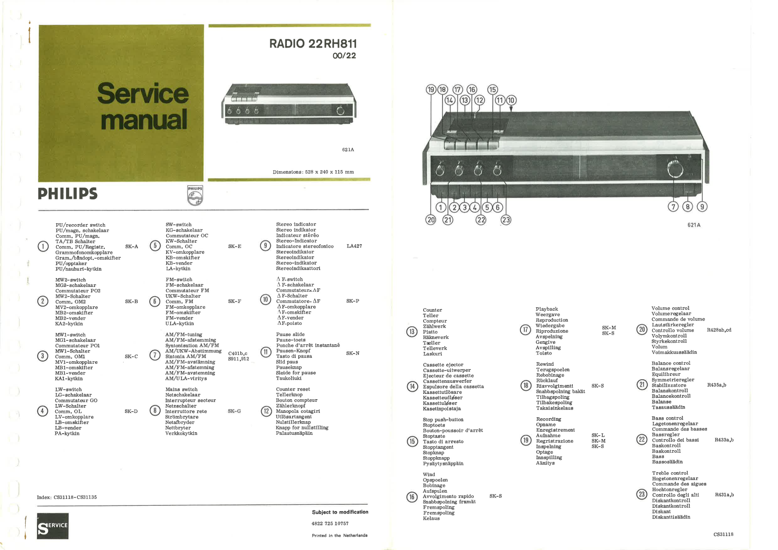 Philips 22RH811 Schematic