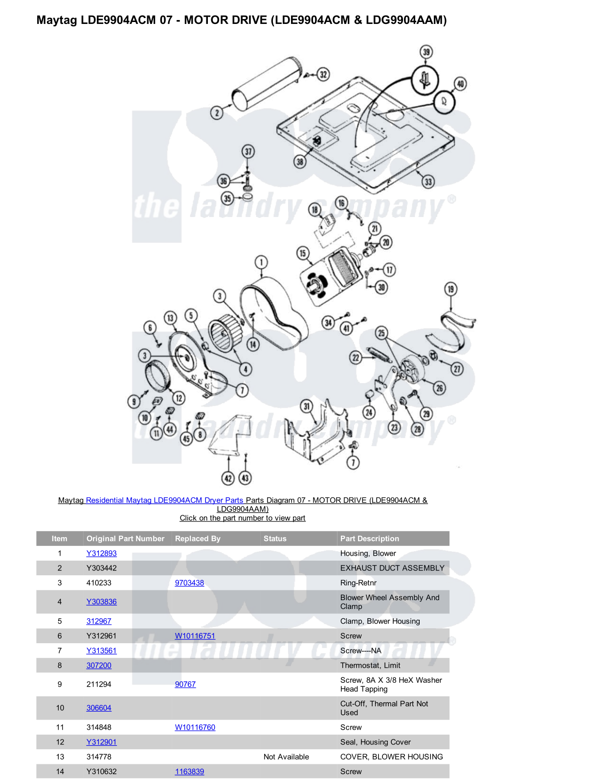 Maytag LDE9904ACM Parts Diagram