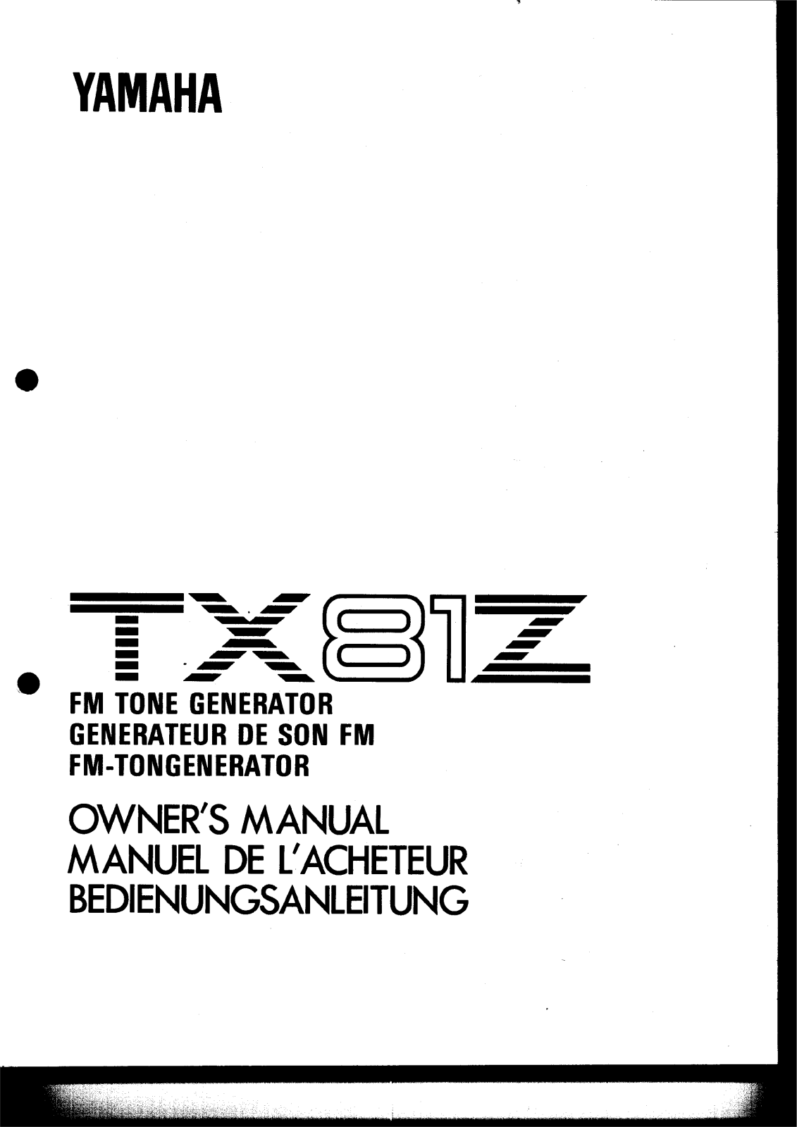 Yamaha TX81ZE User Manual