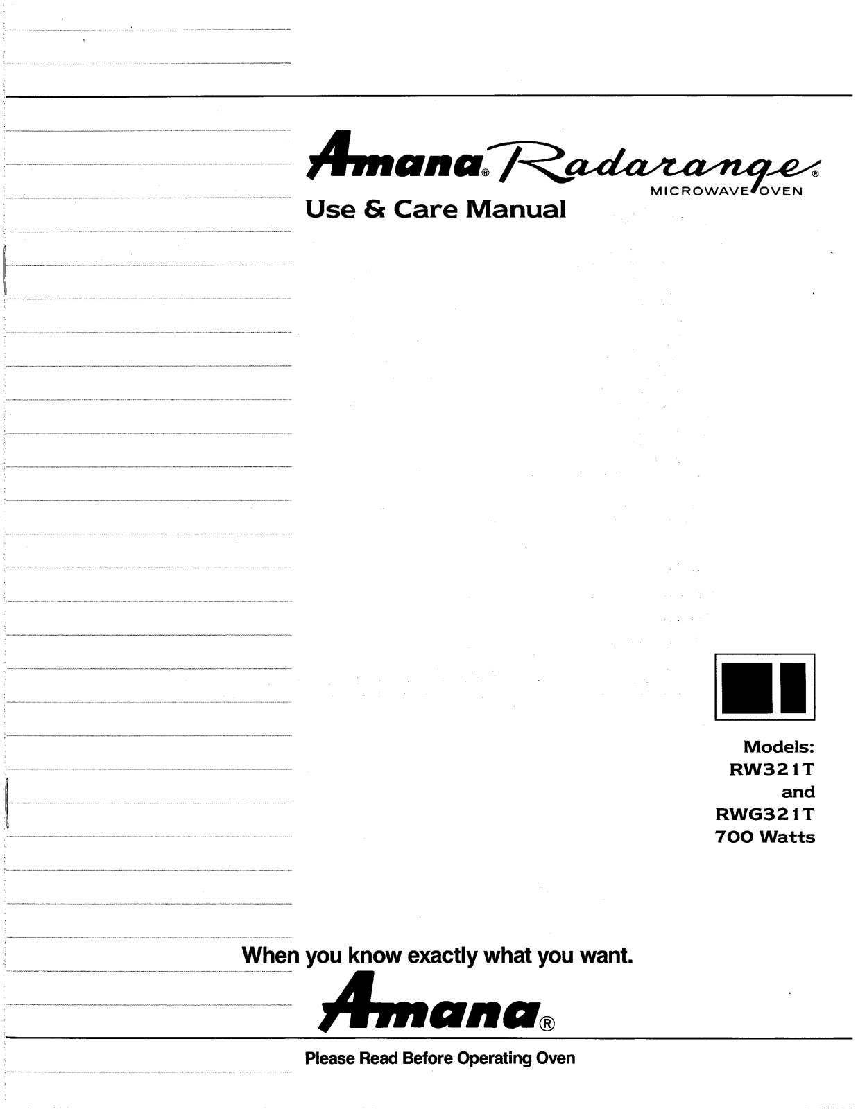 Amana RWG321T User Manual