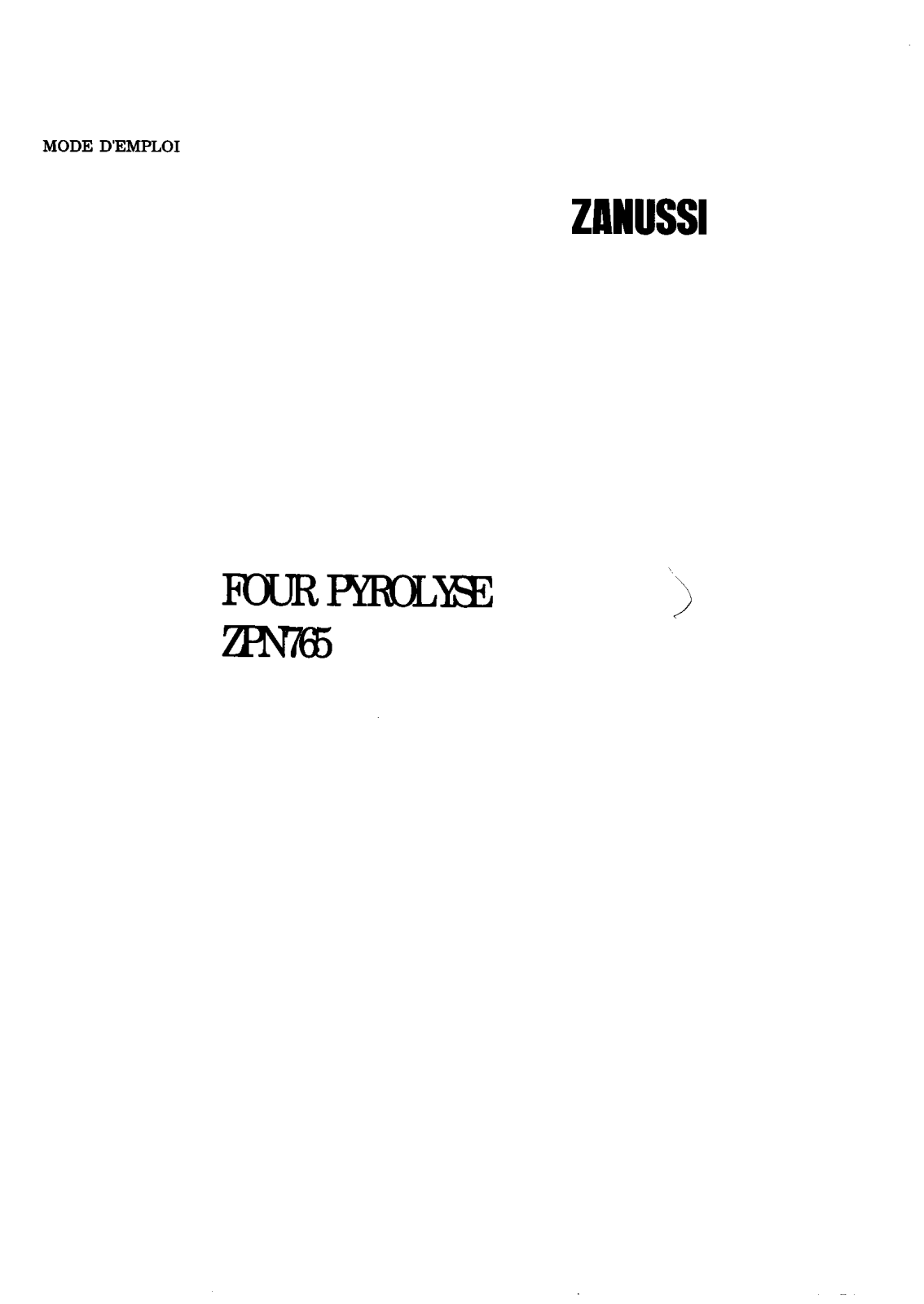 Zanussi ZPN765 Instruction Manual