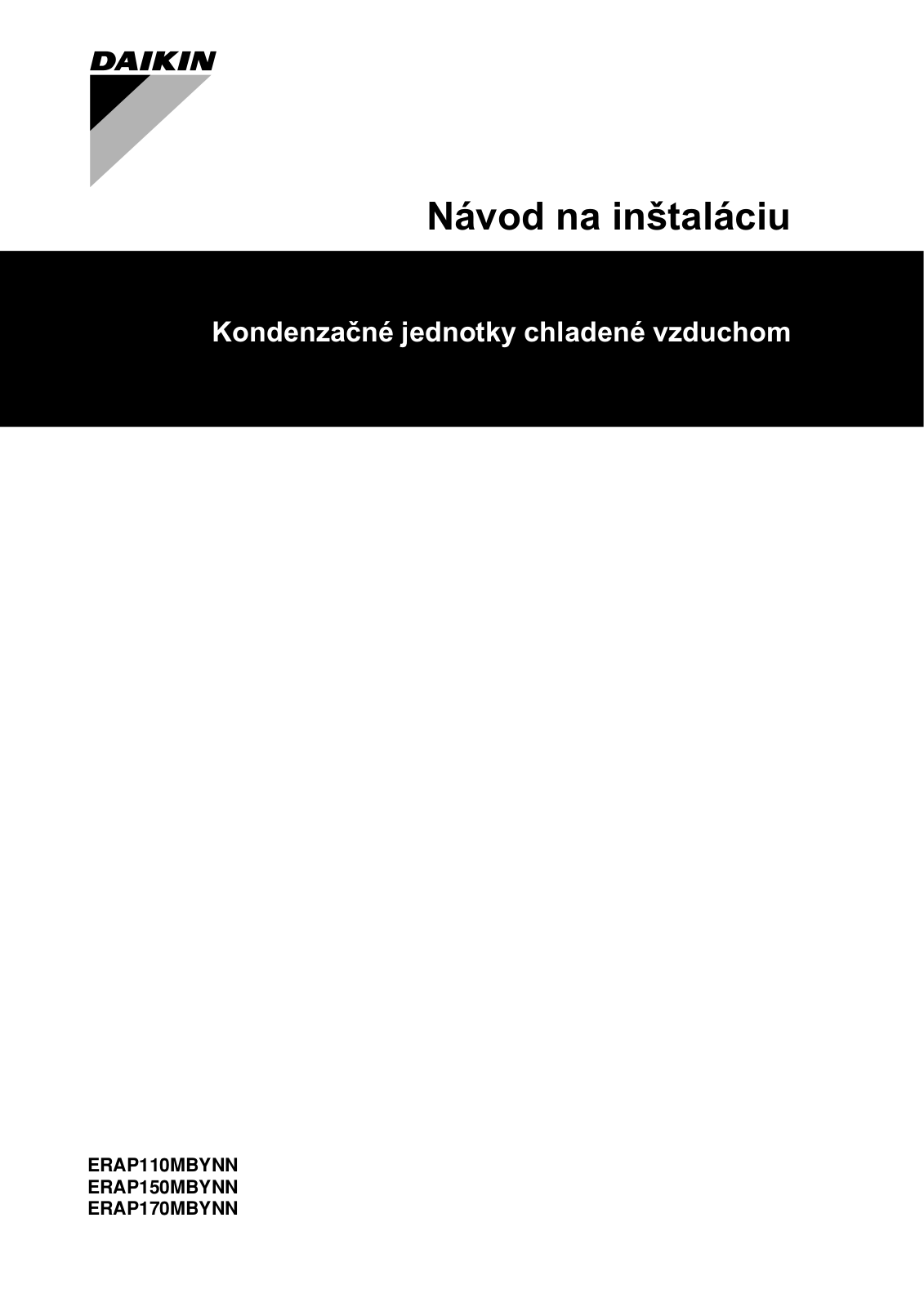 Daikin ERAP110MBYNN, ERAP150MBYNN, ERAP170MBYNN Installation manuals