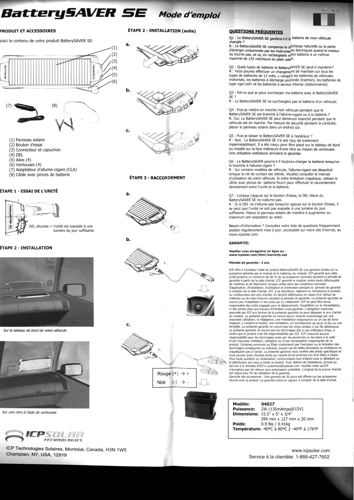 ICP Solar Technologies BatterySaver SE Installation manual