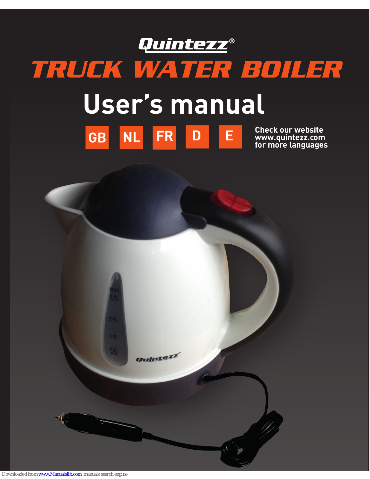 Quintezz TRUCK WATER BOILER User Manual