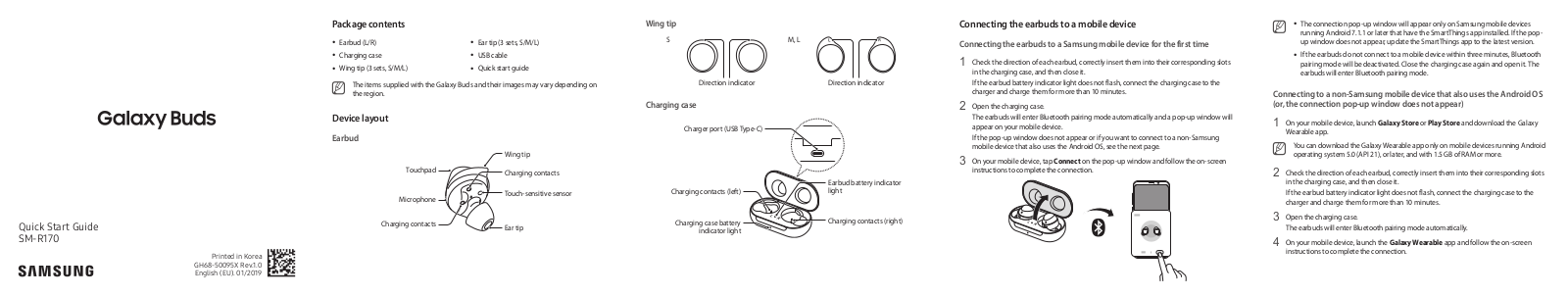 Samsung Galaxy Buds Zwart User manual