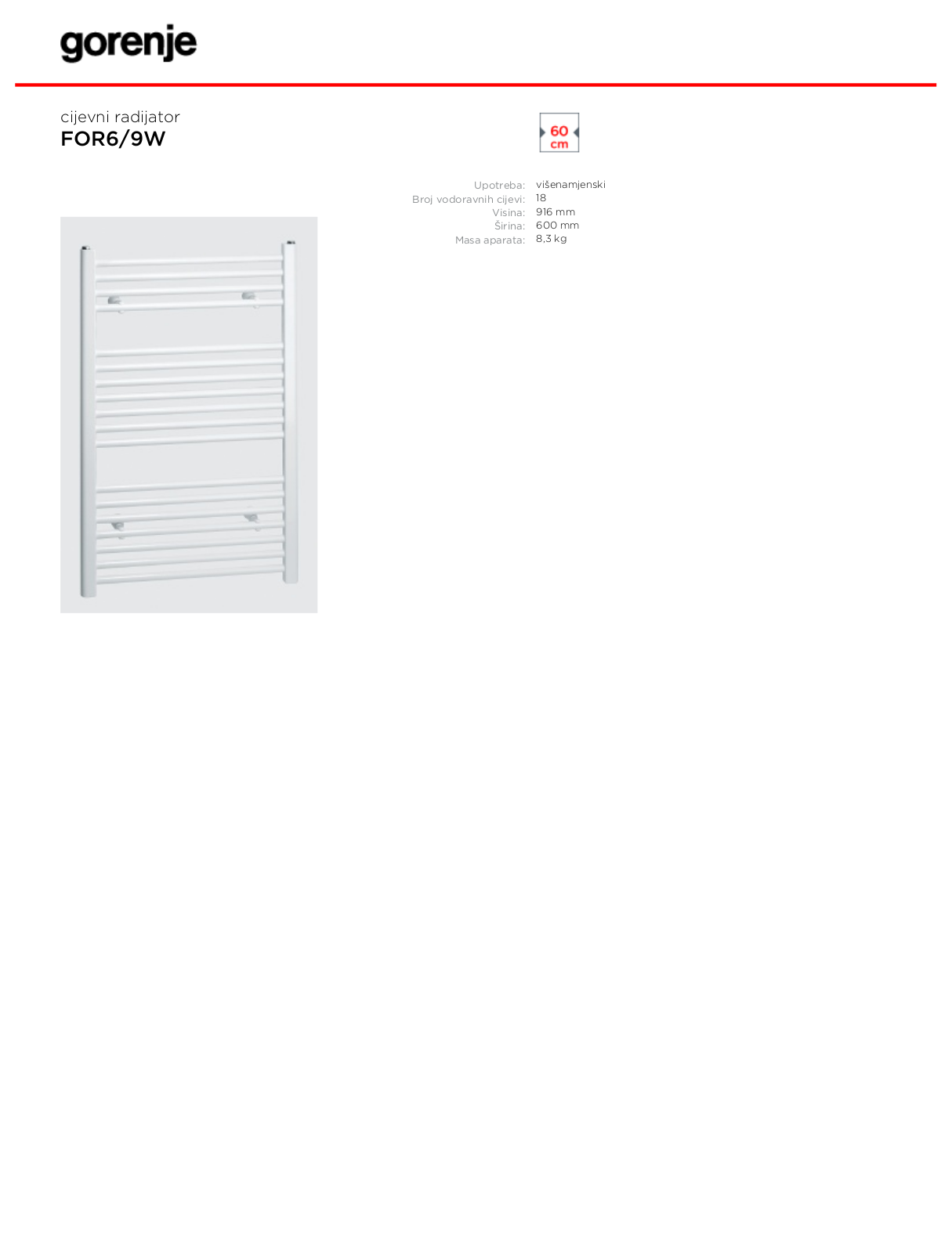 Gorenje FOR6-9W DATASHEET