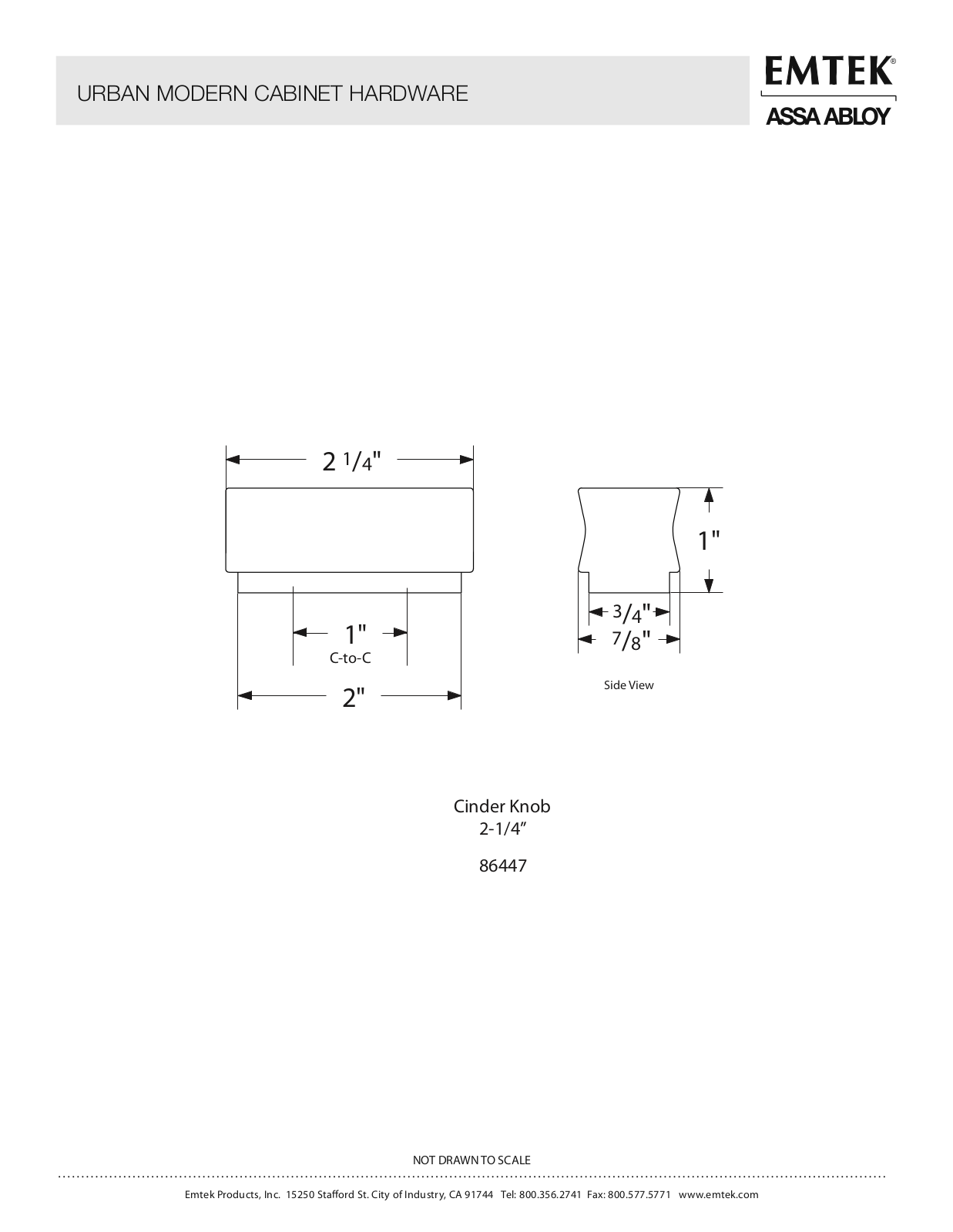 Emtek EMTK1462 Dimensions