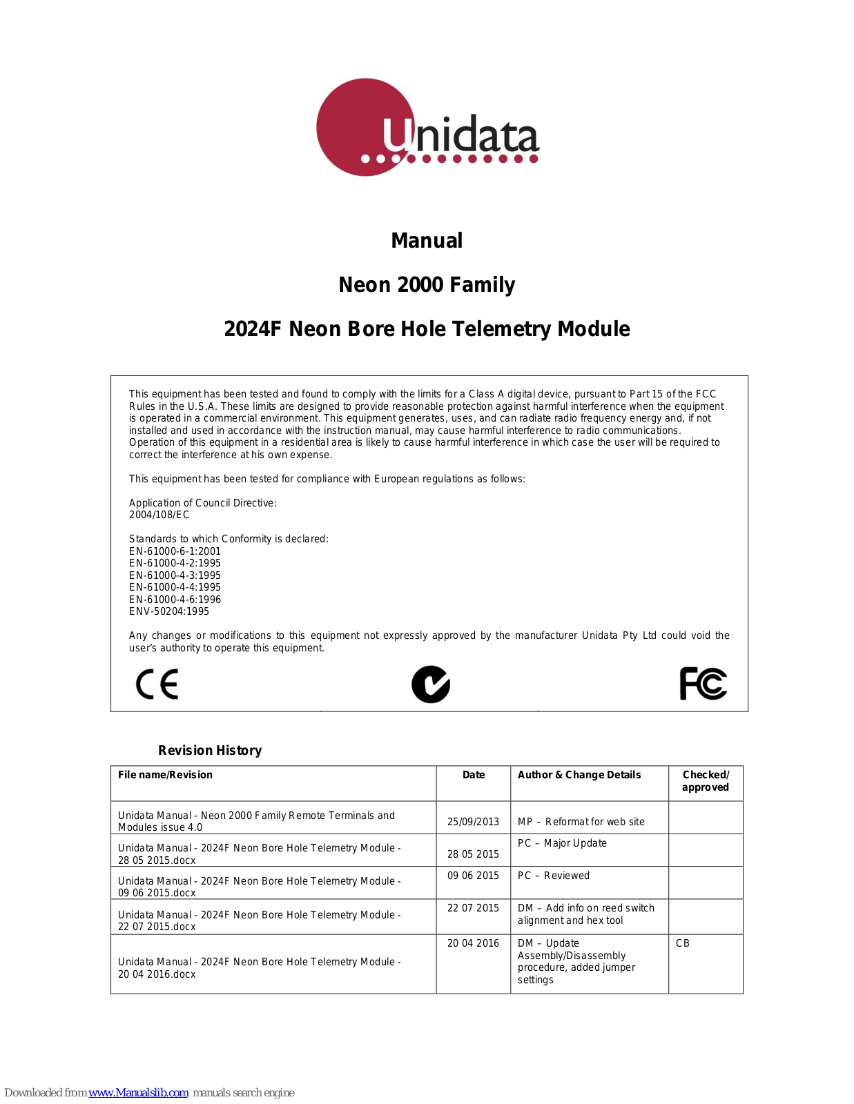 UniData Communication Systems Neon 2000, 2024F Family Manual