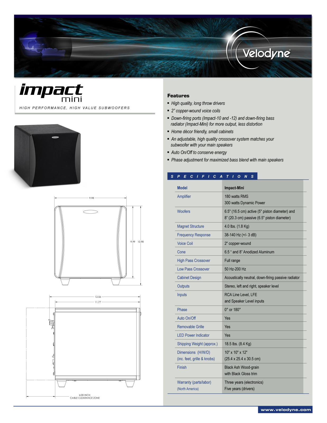 Velodyne IMPACT-MINI DATASHEET