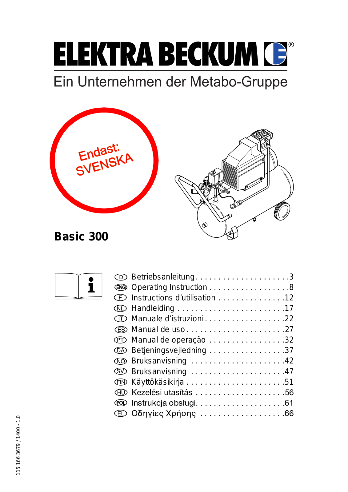 ELEKTRA BECKUM Basic 300 User guide - ManualMachine.com