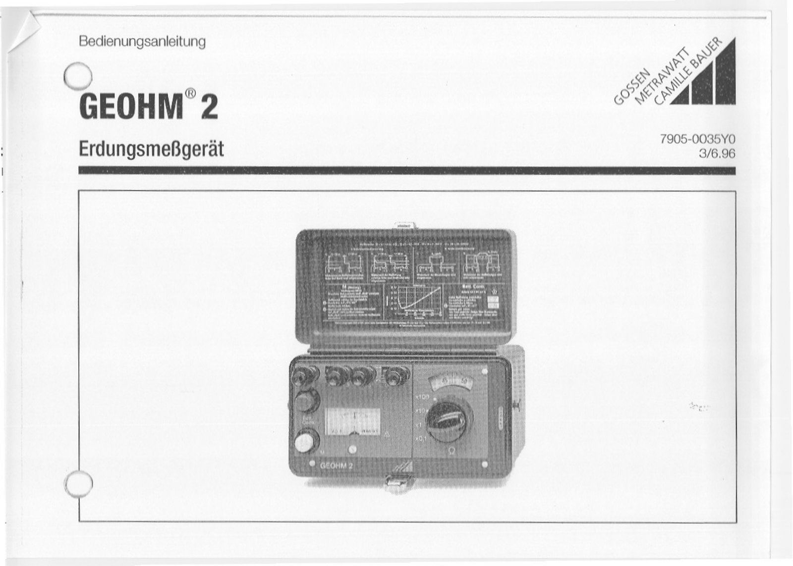 Gossen Geohm 2 User Manual