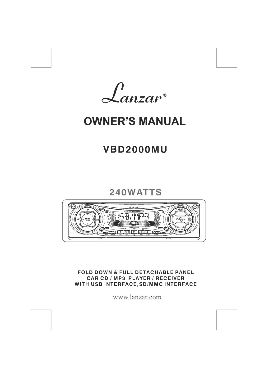 Lanzar VBD2000MU Owners Manual