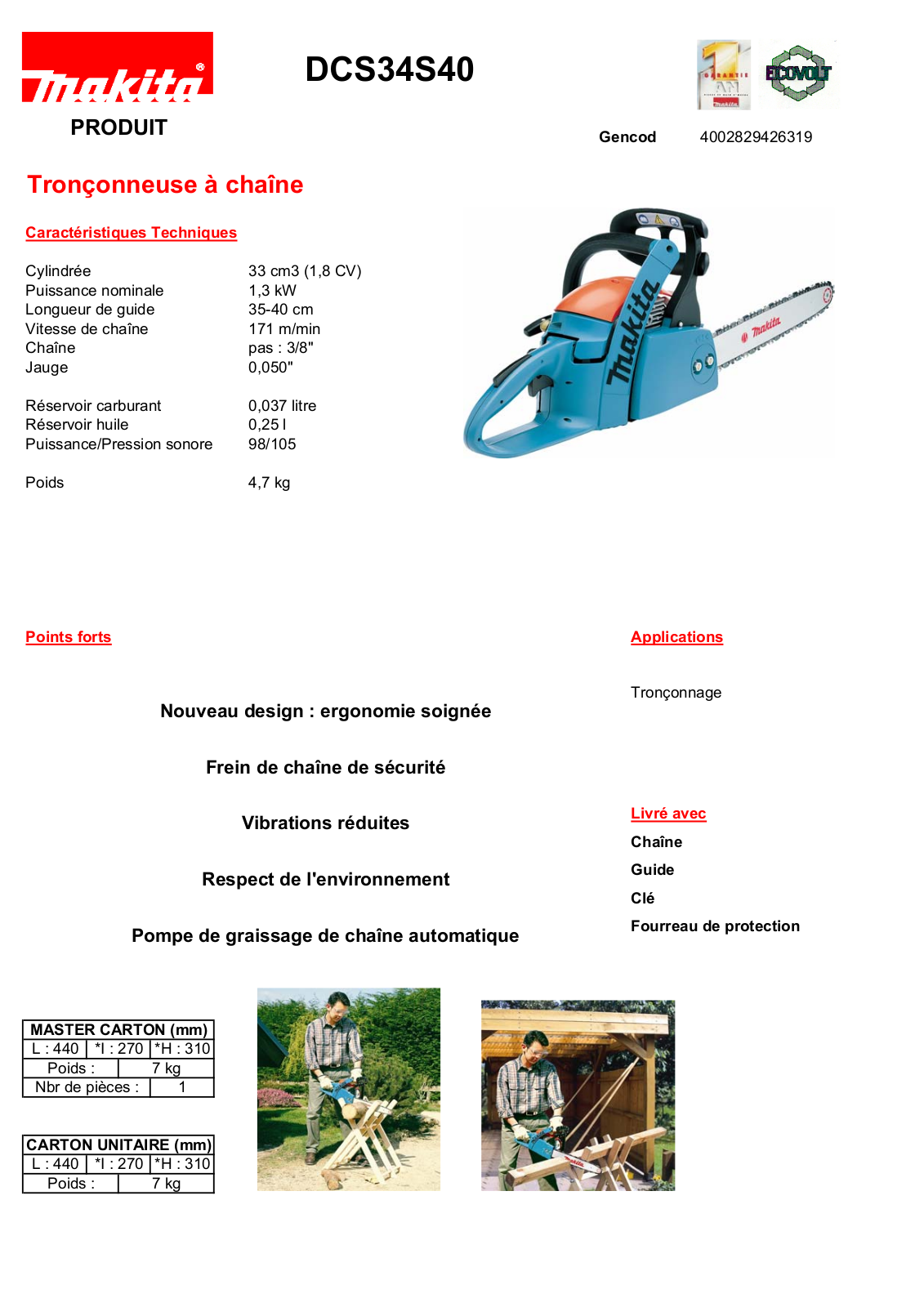 Makita DCS34S40 User Manual