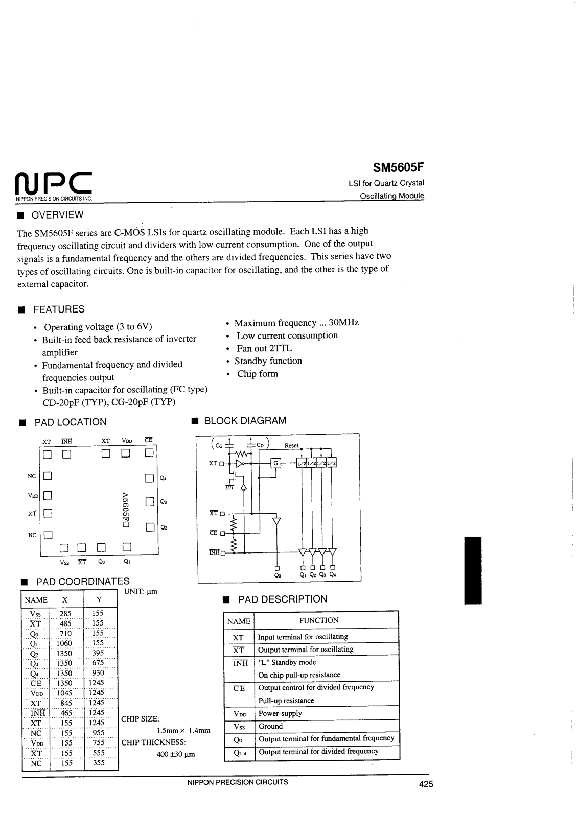 NPC SM5605F Datasheet