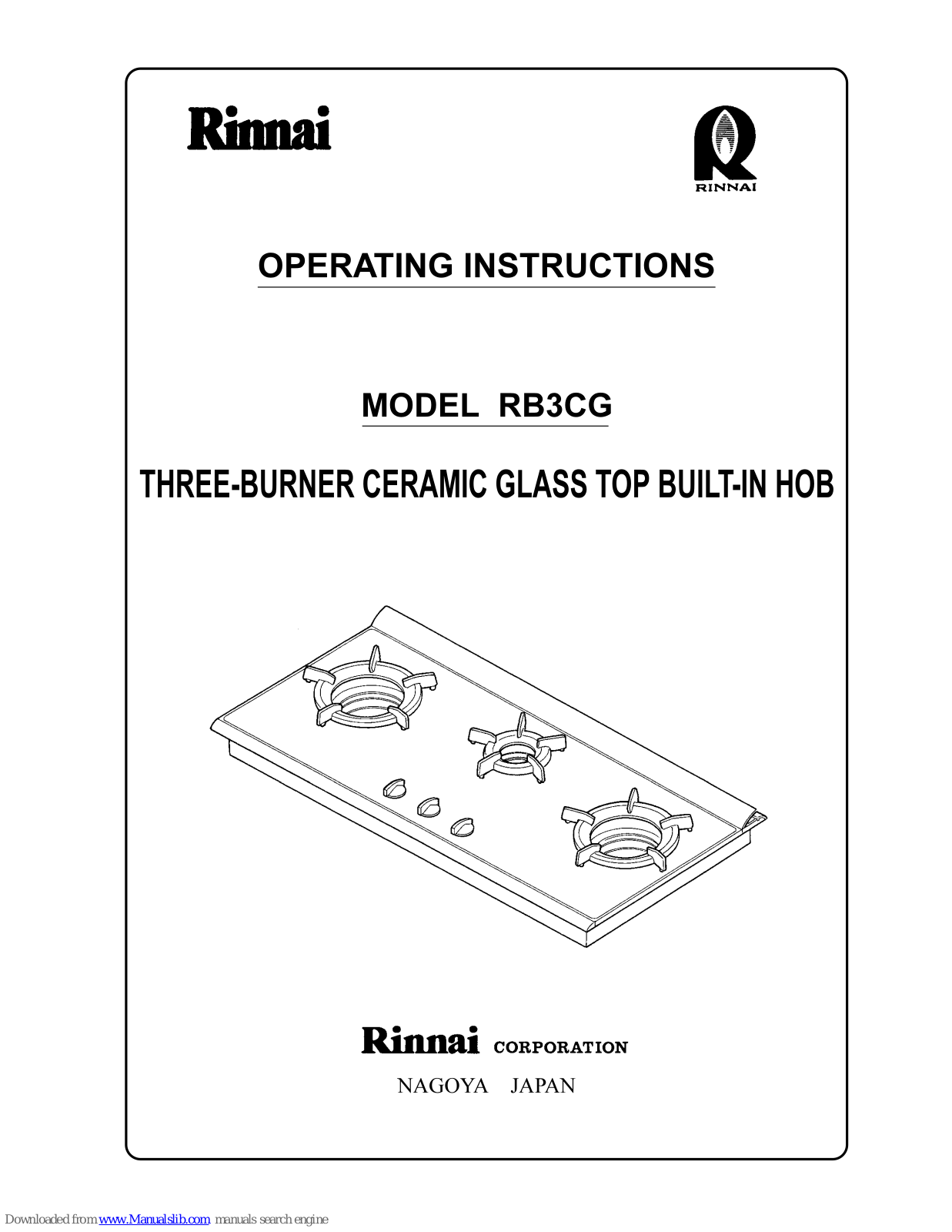 Rinnai RB3CG Operating Instructions Manual