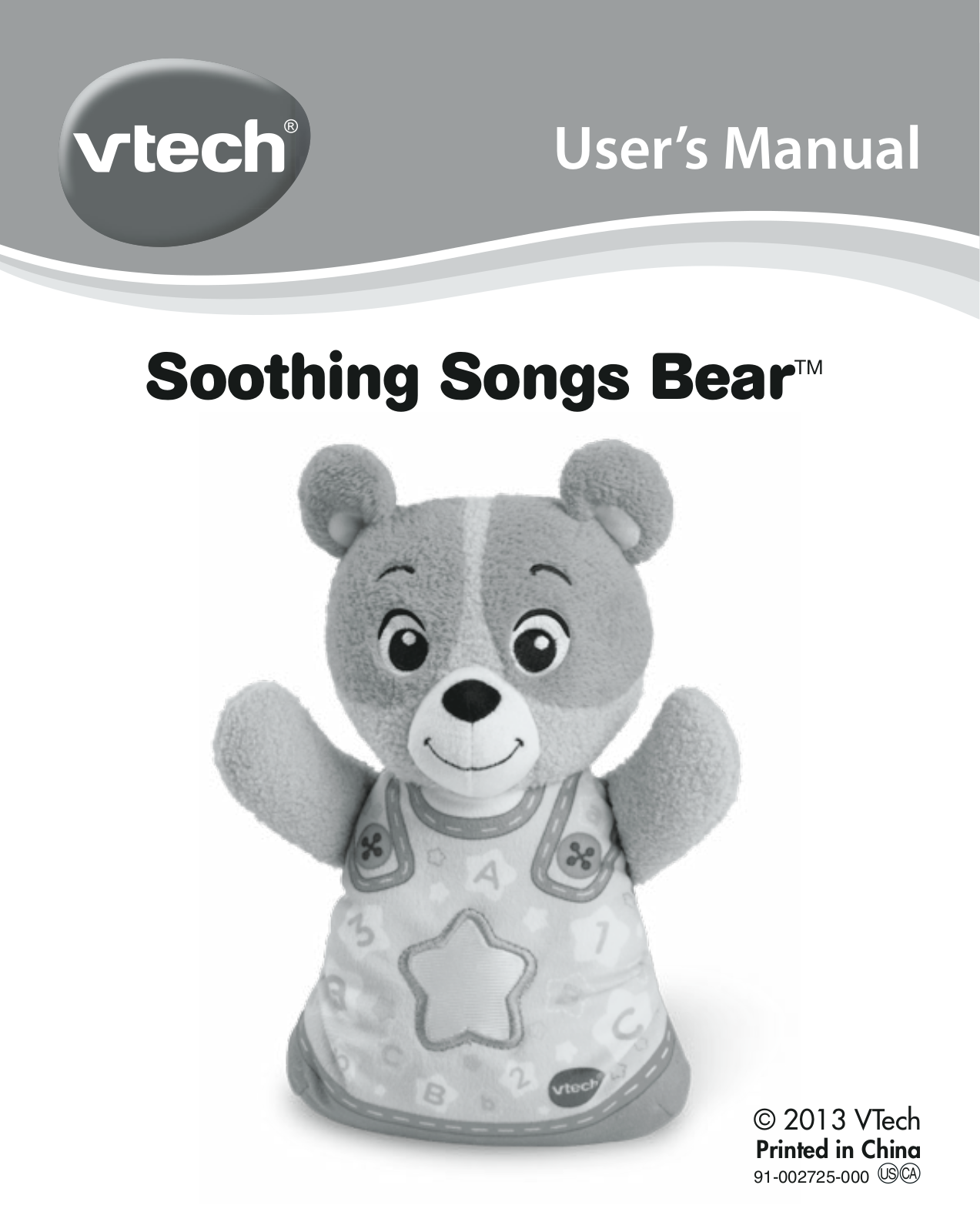 VTech Soothing Songs Bear, Soothing Songs Bear Pink Owner's Manual