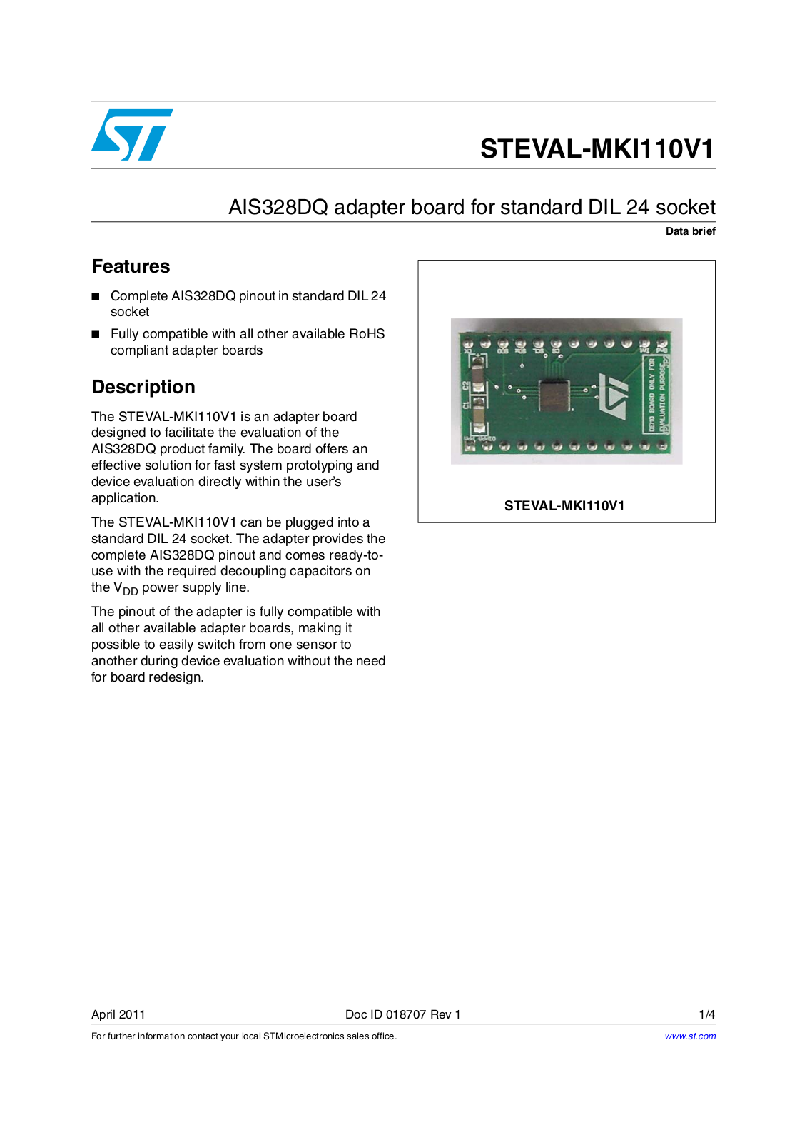 ST MKI110V1 User Manual