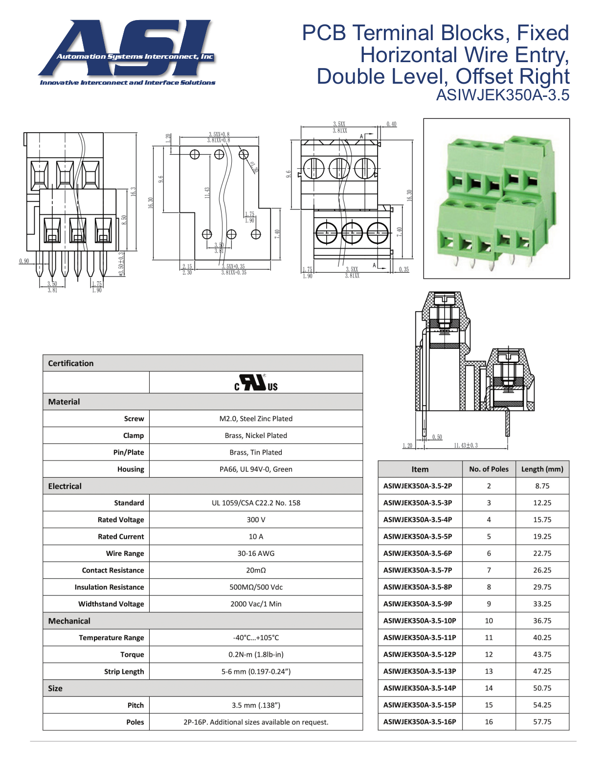 ASI-Automation Systems Interconnect ASIWJEK350A-3.5 Data Sheet